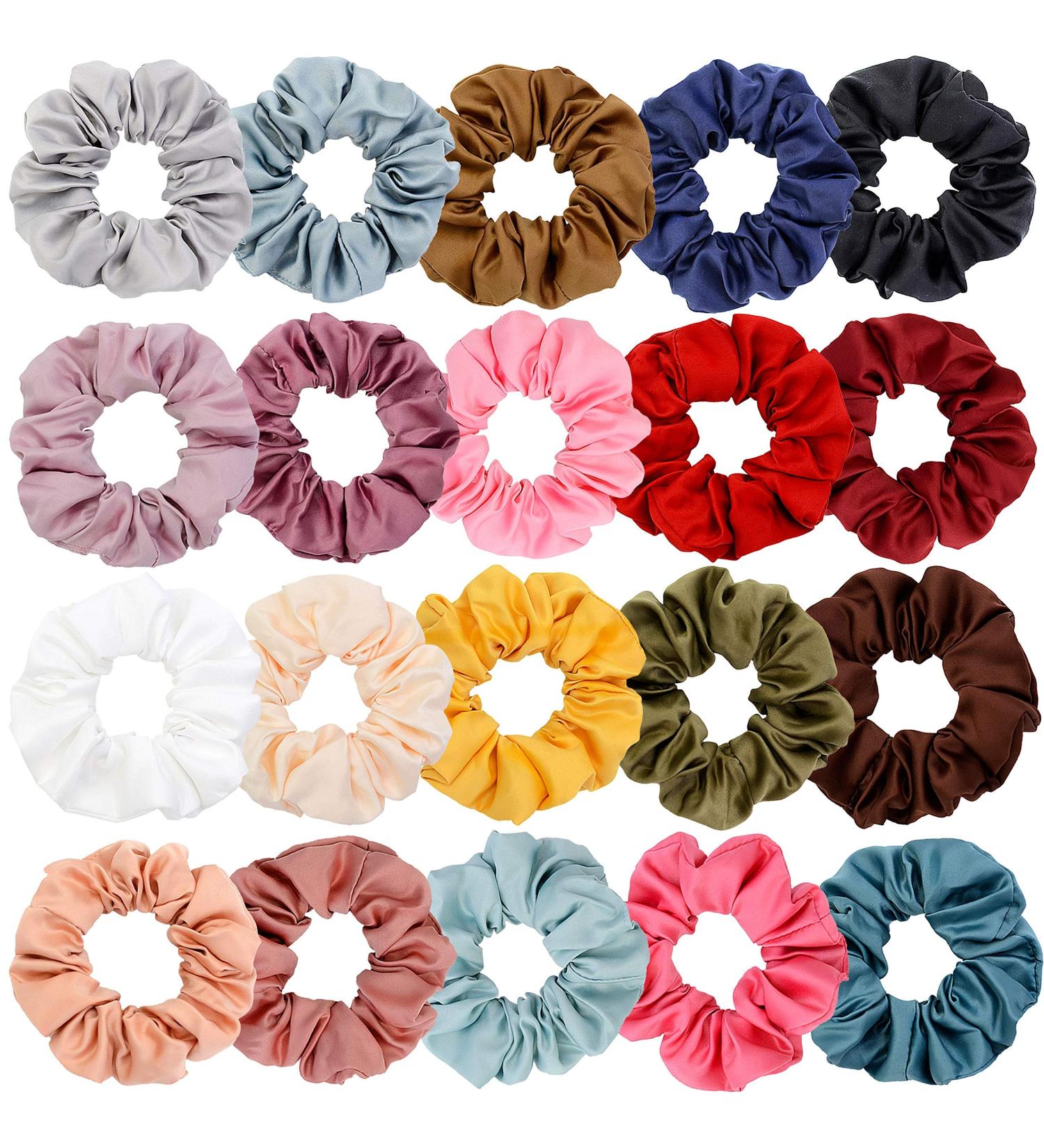 Chloven 20 Color Satin Hair Scrunchies - Elastic Ponytail Holders for Women and Girls - Buy Online on GoSupps.com