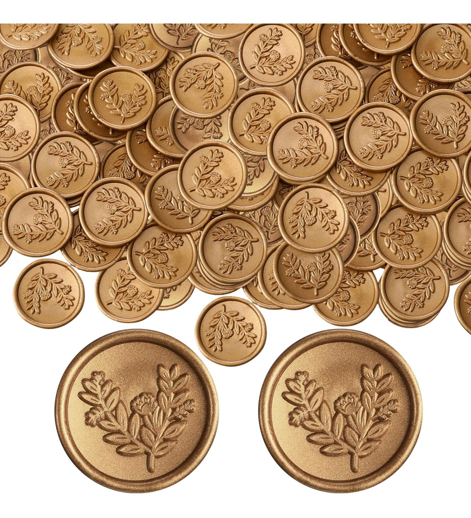 Outus Wax Seal Stickers Envelope Seal Stickers Wedding Invitation Envelope Seals Self Adhesive Gold Stickers for Valentines Day Birthday Bridal Shower Party (Eucalyptus Style  200 Pieces) 200 Eucalyptus Style - Buy Online on GoSupps.com