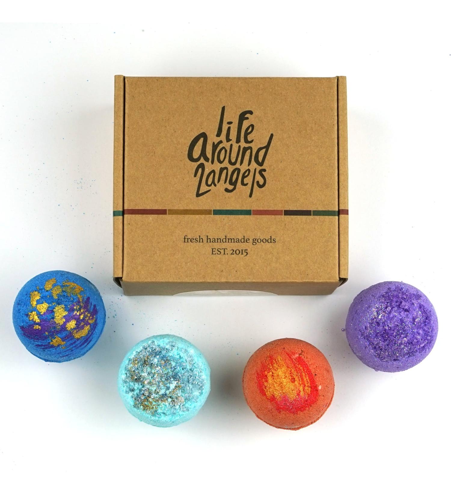 LifeAround2Angels Galaxy Bath Bombs Gift Set - 4 Handmade USA Fizzies with Shea & Coco Butter for Dry Skin Moisturize - Perfect Bubble & Spa Bath, Birthday Baby Bridal Shower Gift idea - Buy Online on GoSupps.com