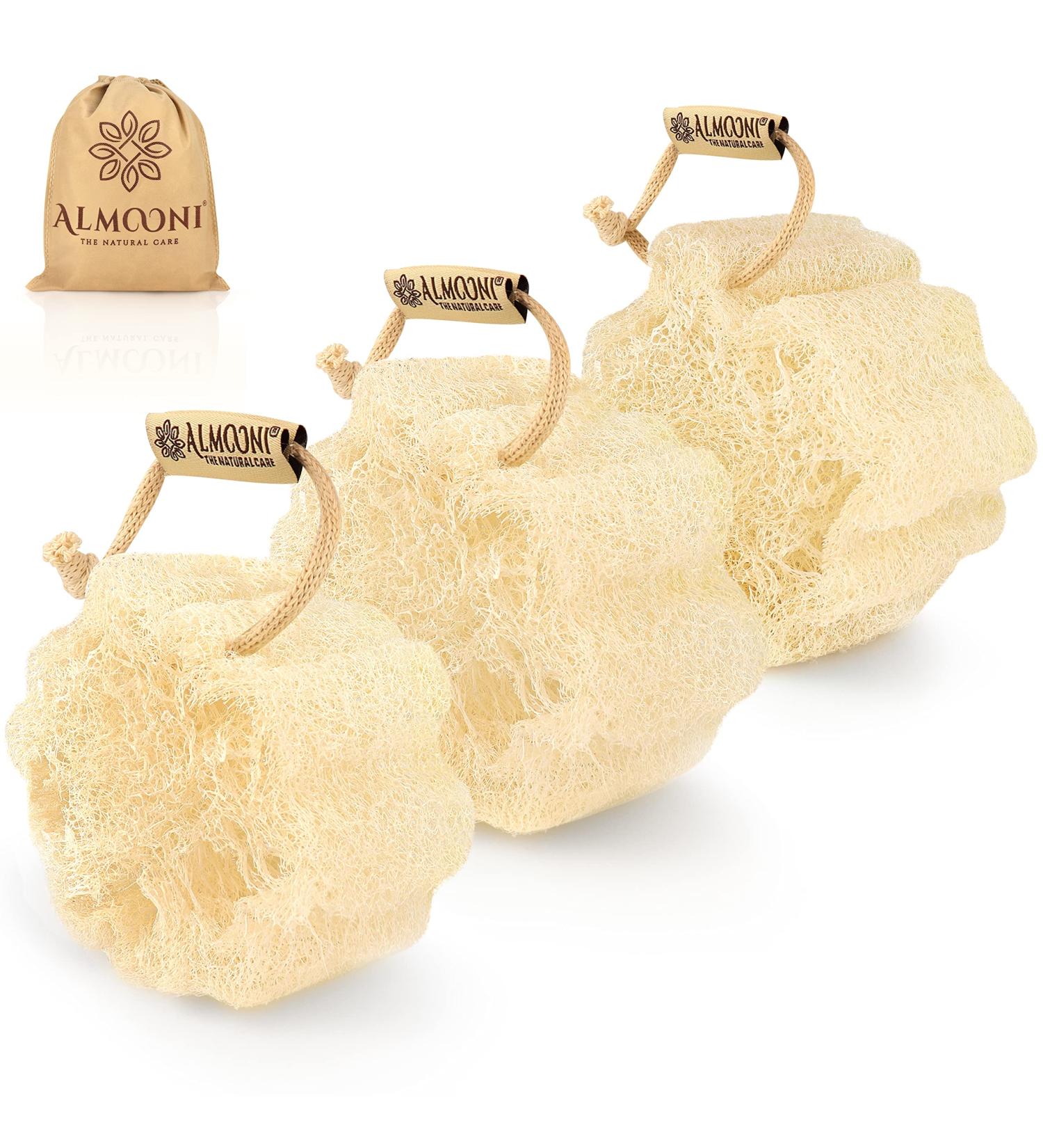 Almooni Mini Natural Loofah Sponge - Egyptian Shower Exfoliating Scrubber - Buy Online on GoSupps.com