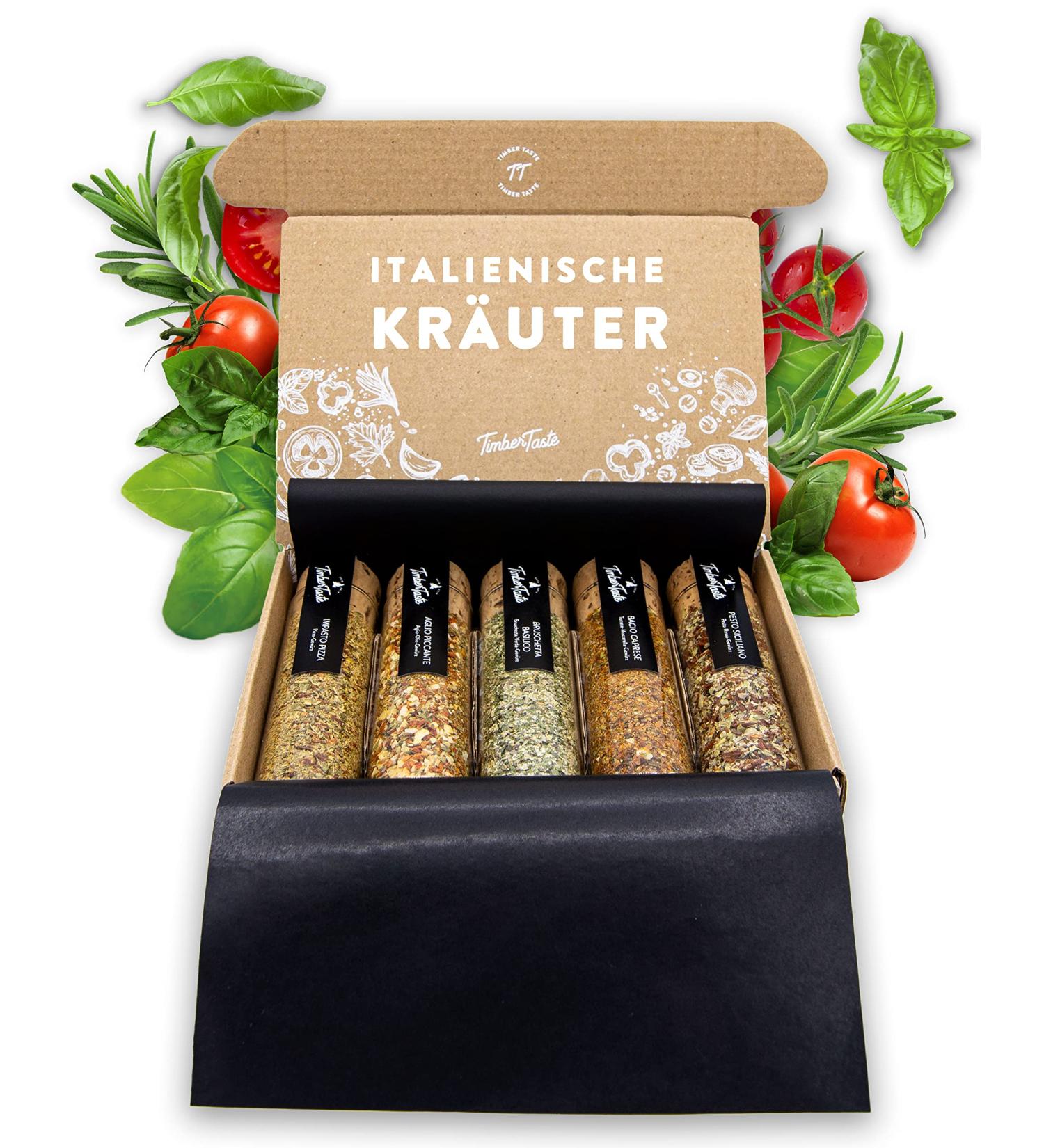 Timber Taste 5 Italian Herbs Spice Set - Perfect Gift for Cooking Lovers Pasta & Pizza Essential Ideal for Couples & Adults - Mamma Mia Italy - Buy Online on GoSupps.com