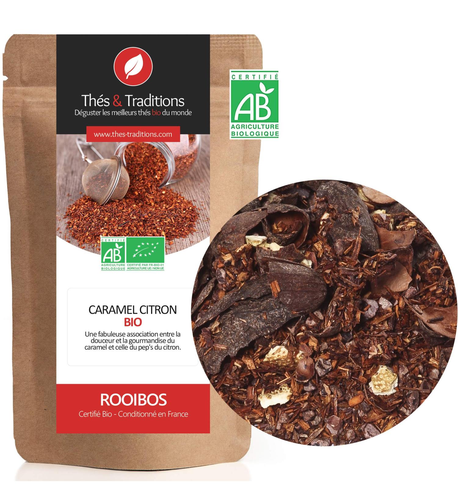  Th s & Traditions Organic Rooibos Caramel Lemon | 100g Loose Leaf Bag | Certified Organic Agriculture  - Buy Online on GoSupps.com