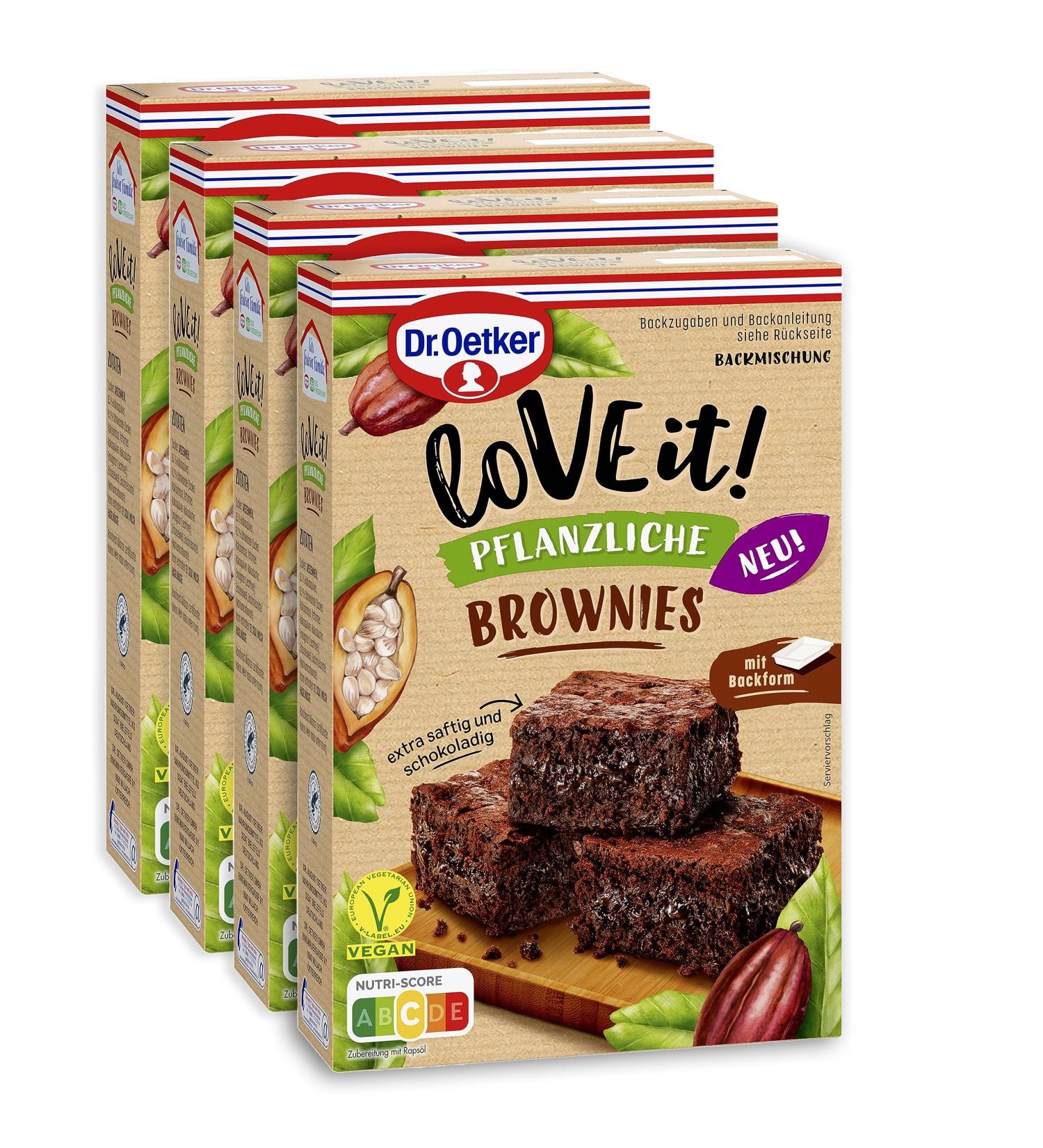 Dr. Oetker LoVE it! Vegan Brownies 4-Pack - Plant-Based Baking Mix for Chocolate Lovers - International Shipping Available - Buy Online on GoSupps.com