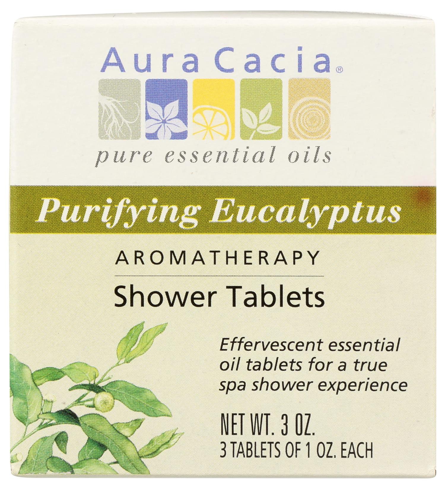 Aura Cacia Purifying Eucalyptus Aromatherapy Shower Tablets No Synthetic Fragrances 3 Ounces (Pack of 3)