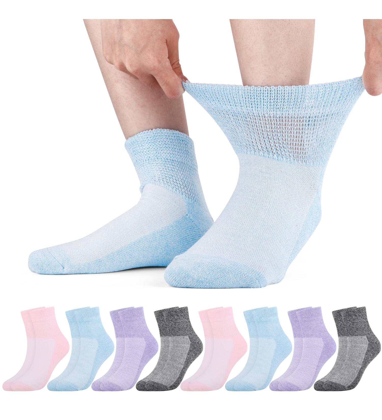 Moyel Women's Diabetic Socks - 8 Pairs Low Cut Bamboo Viscose Seamless Cushioned Non-Binding Wide Ankle Socks for Comfort - Buy Online on GoSupps.com