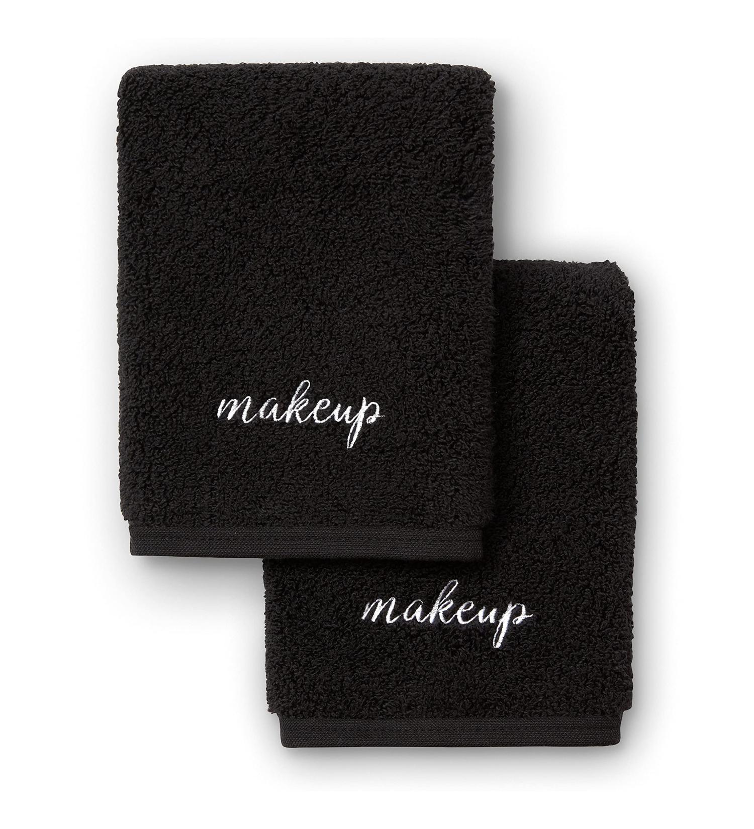 Plush Zero Twist Supima Cotton Makeup Towels by Laguna Beach Textile Co. - Pack of 2, 730 GSM, 12x12 - Black (Makeup Text) - Buy Online on GoSupps.com