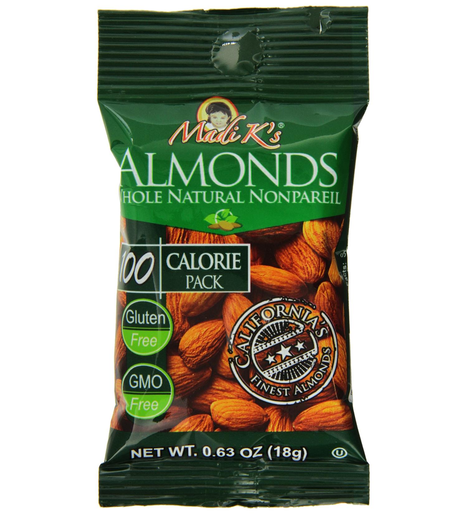 Madi K's Whole Natural Nonpareil Almonds - 31 Count Pack - Buy Online on GoSupps.com