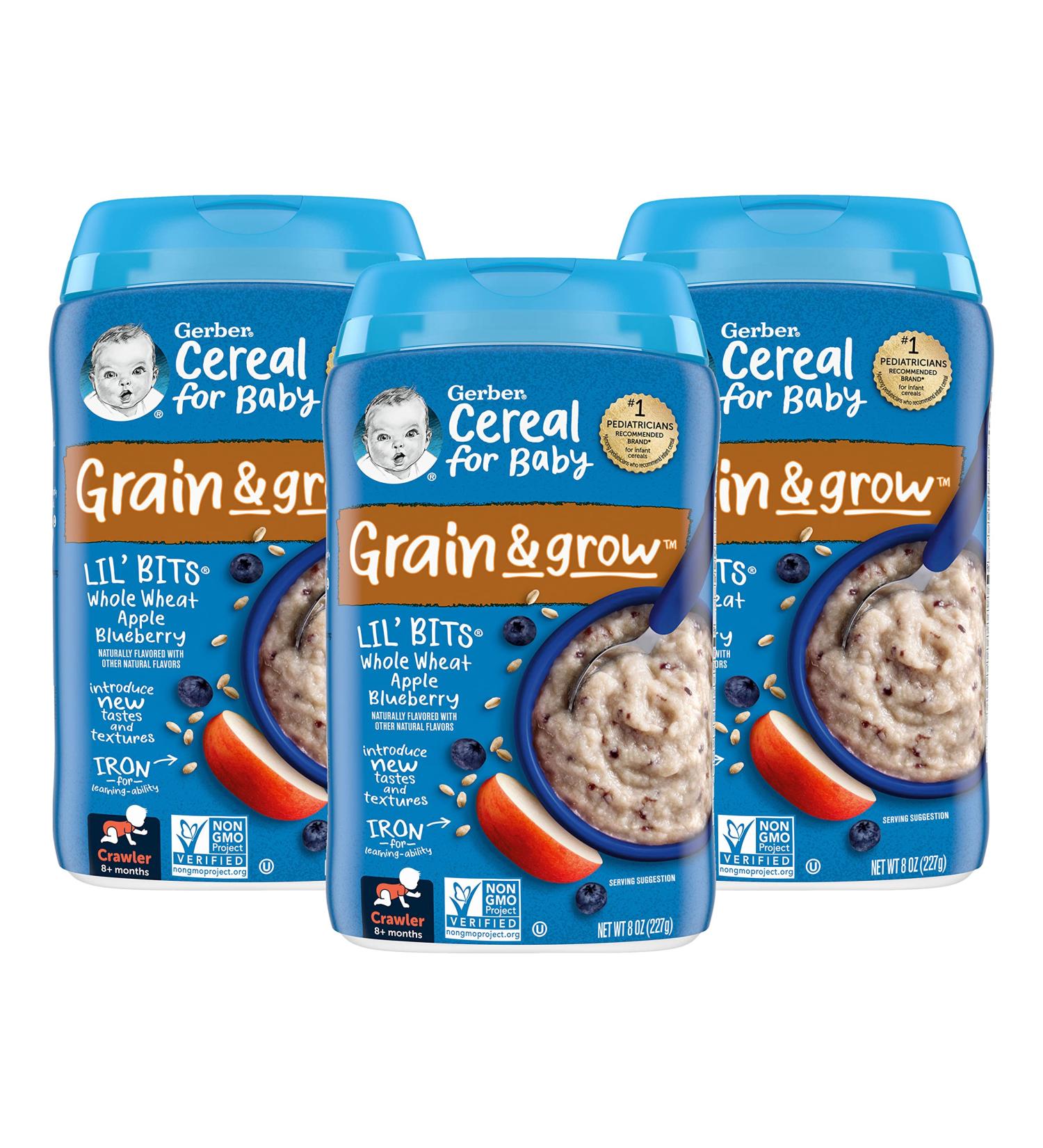 Buy Gerber Lil' Bits Whole Wheat Cereal - Apple Blueberry | 8+ Months | 8 oz (227 g) - Buy Online on GoSupps.com