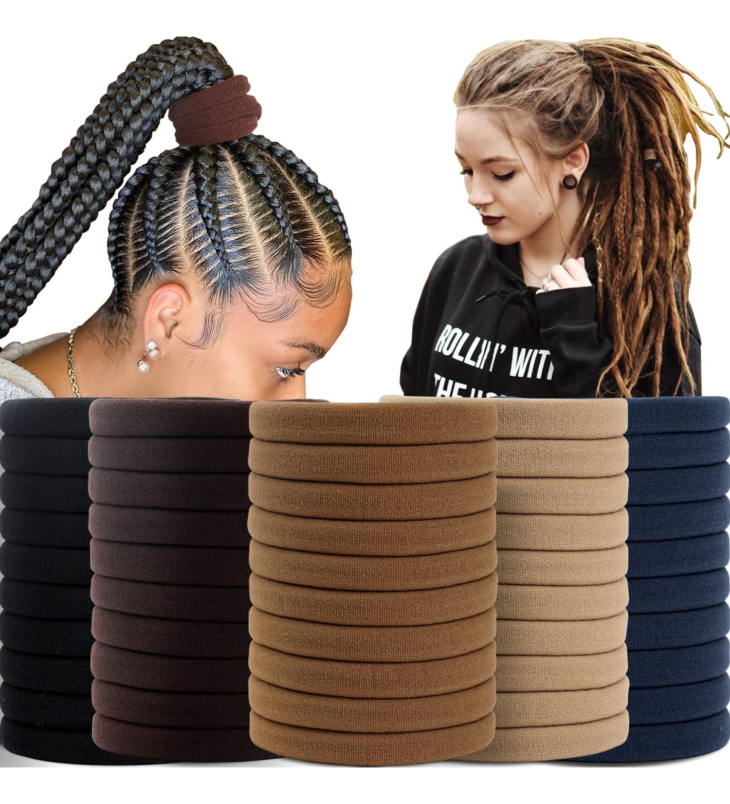 CELLOT 50PCS Elastic Hair Ties for Thick Hair - No Damage Black Hair Ties for Women - Ponytail Holders and Hair Accessories for Girls - 8cm Diameter (50 Count) - Buy Online on GoSupps.com