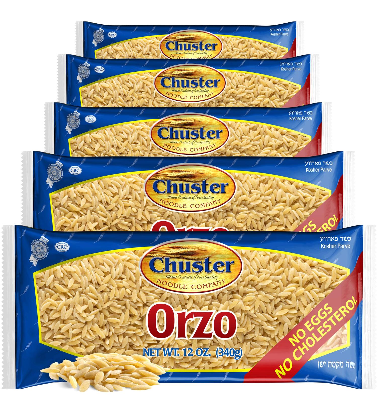 Chuster Orzo Pasta | Bulk Pack of 5 | All Natural Rice-Shaped Noodles for Soups, Salads, Stews & Sides | Cooks in 10 Minutes! | Cholesterol-Free, Kosher, Low Fat, High Fiber - Buy Online on GoSupps.com