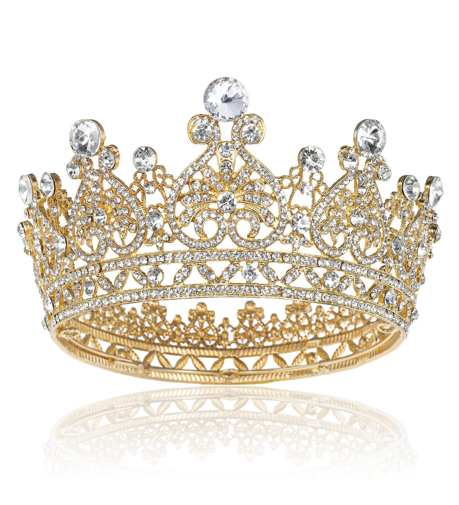 Gold Queen Crown for Women - Crystal Tiara for Birthday, Wedding, Prom & Parties - Buy Online on GoSupps.com