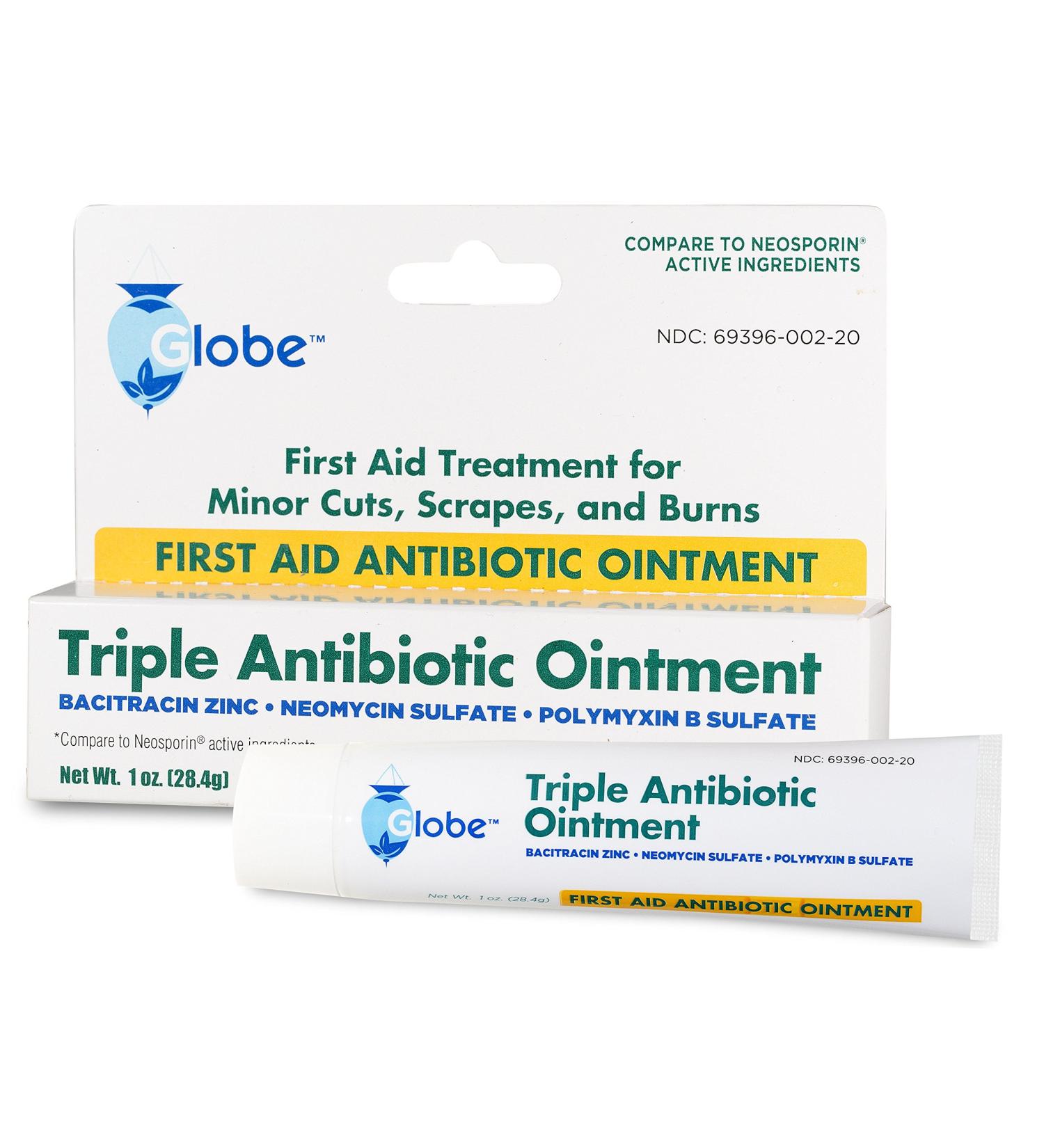 Globe Triple Antibiotic First Aid Ointment 1 Oz. | 24-Hour Infection Protection for Scrapes, Burns & Cuts | 1 Ounce Tube - Buy Online on GoSupps.com