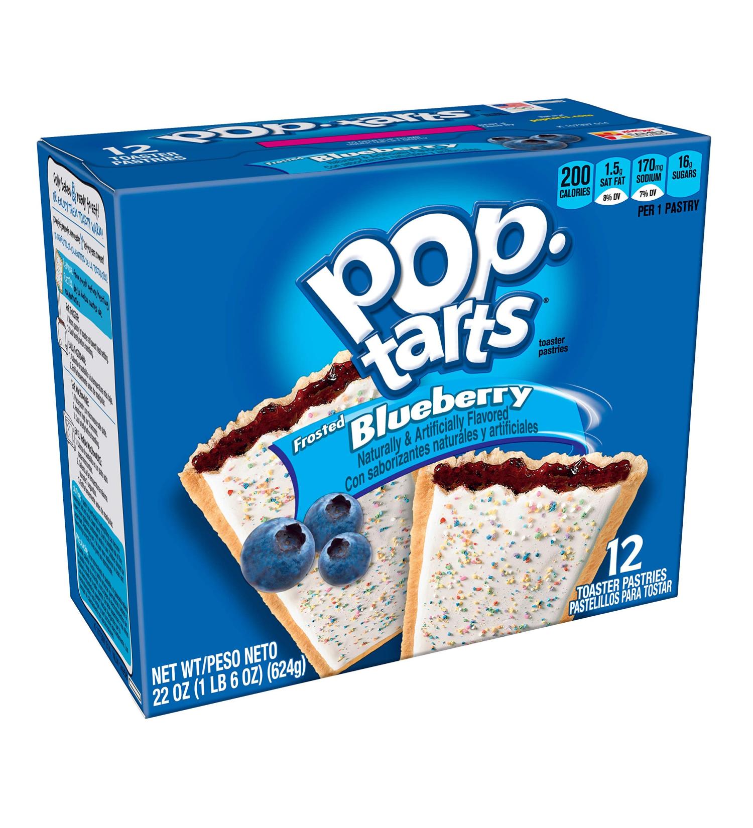 Pop-Tarts Breakfast Toaster Pastries  Frosted Blueberry Flavored  22 oz (12 Count) - Buy Online on GoSupps.com