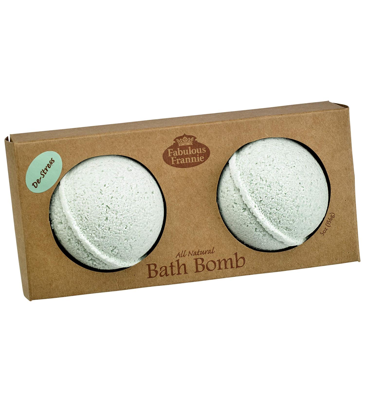Fabulous Frannie De-Stress Natural Handmade Bath Bomb Set Rich in Essential Oil Mineral Salt Coconut Oil Witch Hazel Fizzies to Moisturize Skin 2.5 Ounce (Pack of 2)