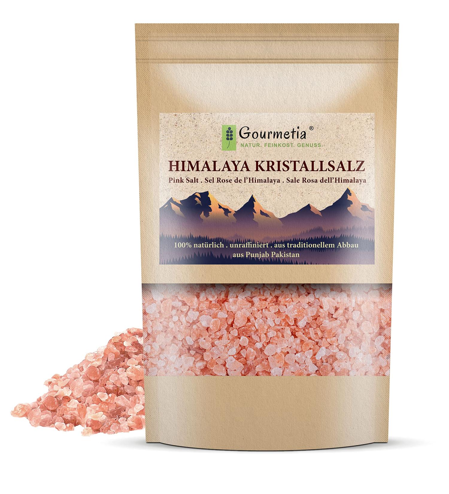 Gourmetia Himalaya Salt Coarse 400g - Premium Pink Crystal Rock Salt from Punjab Pakistan - Fine & Coarse Options Available - Buy Online on GoSupps.com