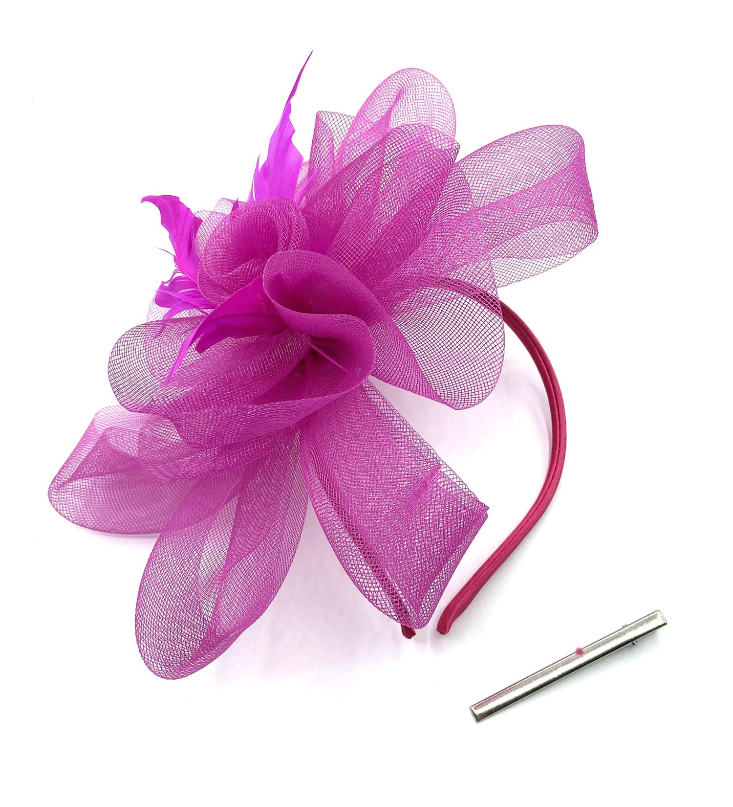 Hot Pink Fascinator Ladies Feather Beak Clip Fascinator / Headband Weddings Races Royal Ascot Hair Piece - Buy Online on GoSupps.com