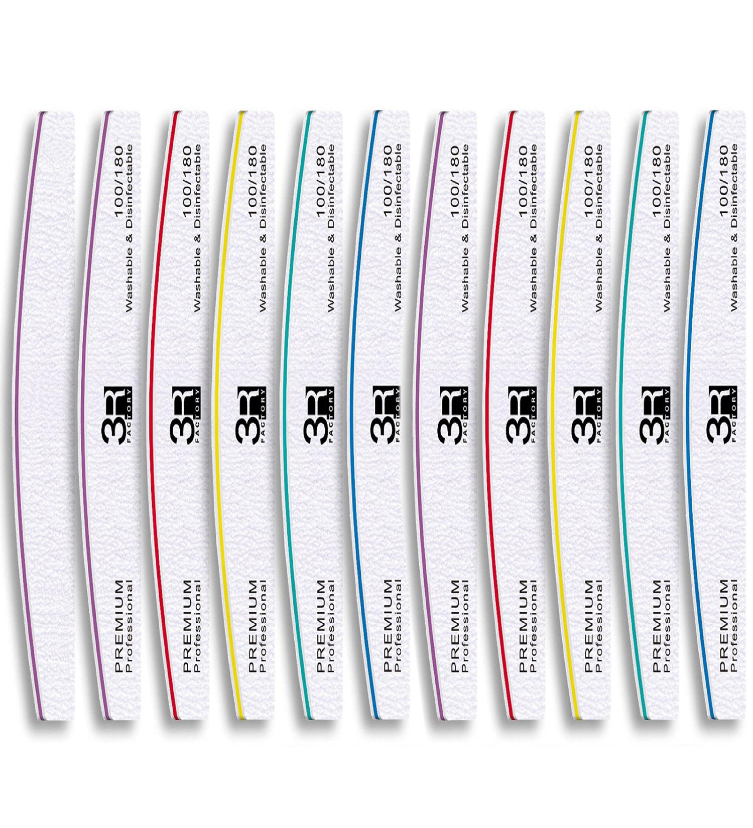 Limas Para U as Acr licas Profesional - 3R Factory Nail Files & Buffers 100/180, Ergonomic Design, 10pcs Pack - Buy Online on GoSupps.com