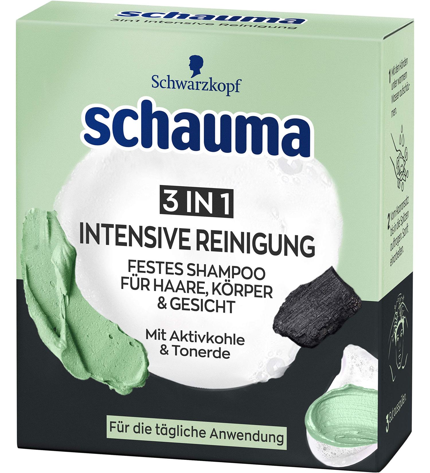  Schauma Schauma 3-in-1 Solid Shampoo for Hair Body and Face - Intensive Cleansing - 60g - S60I1 - Buy Online on GoSupps.com