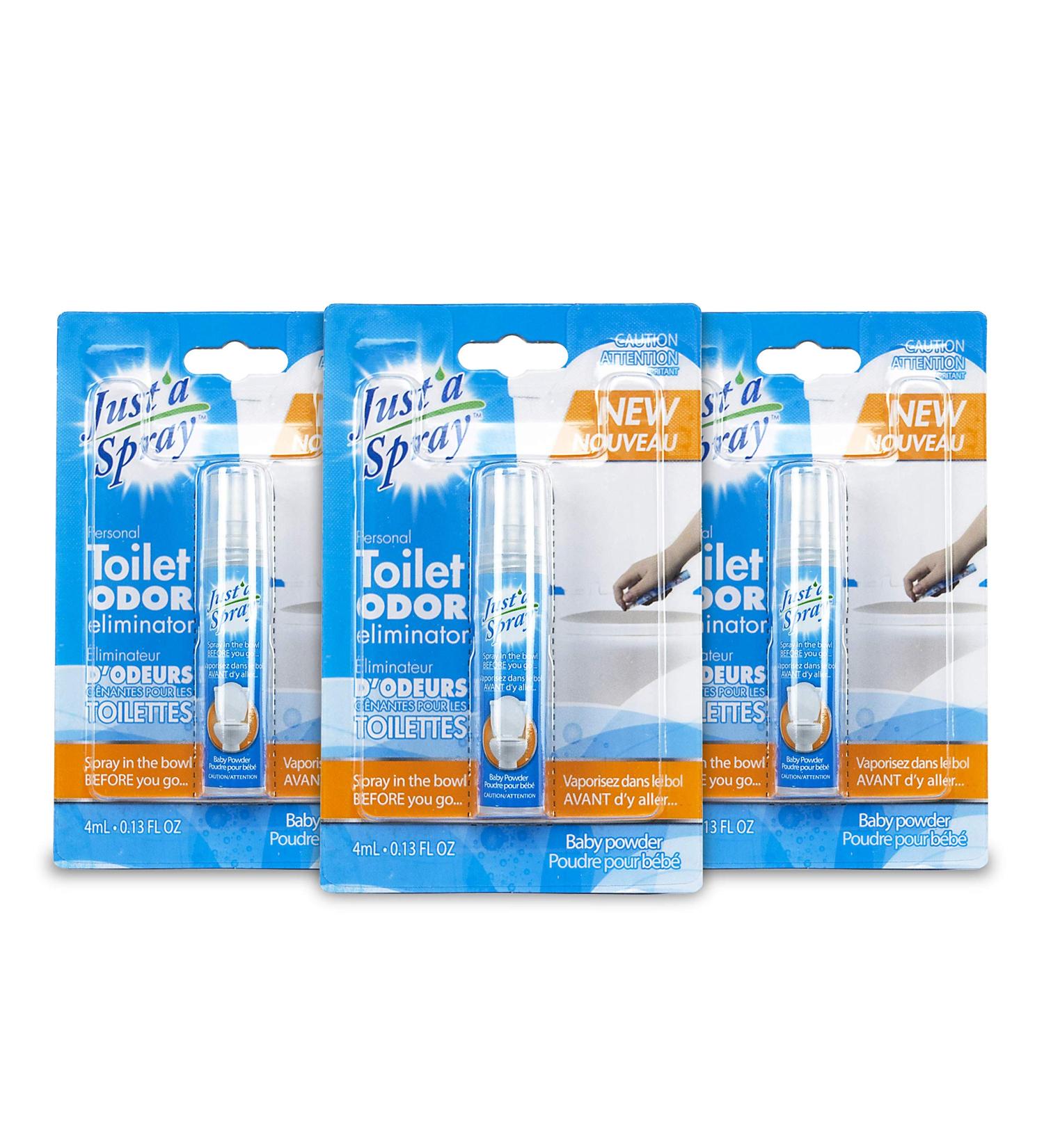 Just a Spray Before You Go Toilet Odor Eliminator Baby Powder 4 ml 3-Pack - Poop Spray Pocket Toilet Spray Travel Size Personal Freshener. - Buy Online on GoSupps.com