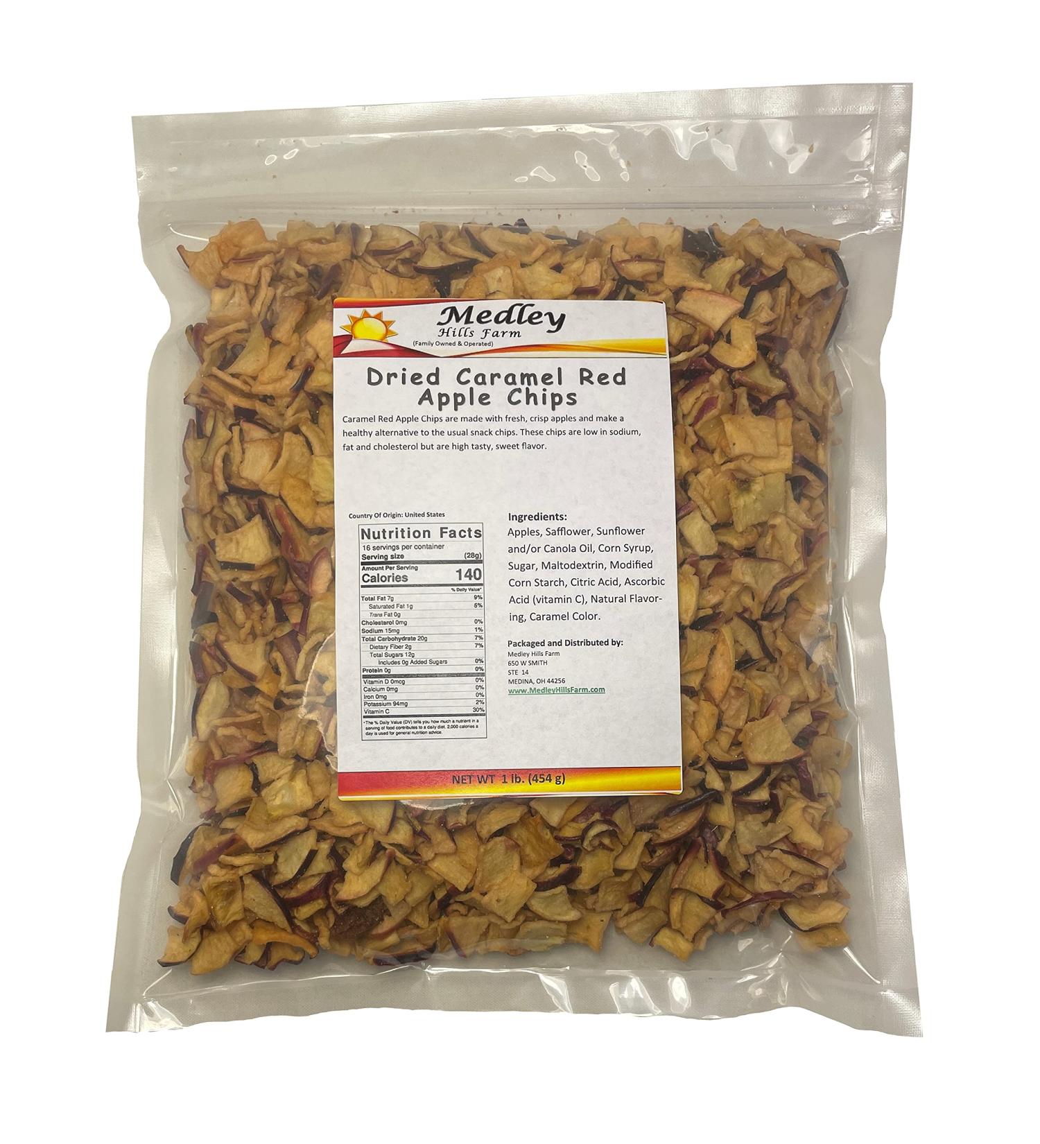 Dried Caramel Red Apple Chips 1lb | Made in the USA | Resealable Bag | Medley Hills Farm - Buy Online on GoSupps.com