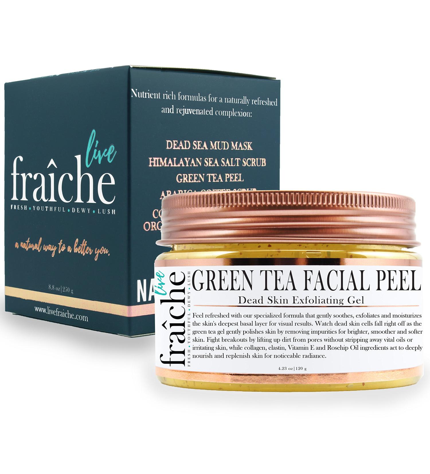Buy Live Fraiche 24k Gold Brightening Facial Peeling Gel - Green Tea | Gentle Deep Exfoliator for Clearer Younger Skin | 4.23oz - Secret Cure for Clogged Pores - Buy Online on GoSupps.com