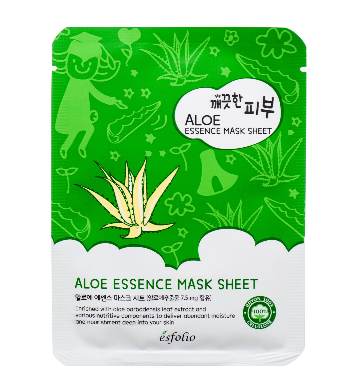10 Pack Esfolio Pure Skin Aloe Vera Essence Korean Face Mask Sheet Soothing Moisturizing w/ Nautral Ingredients