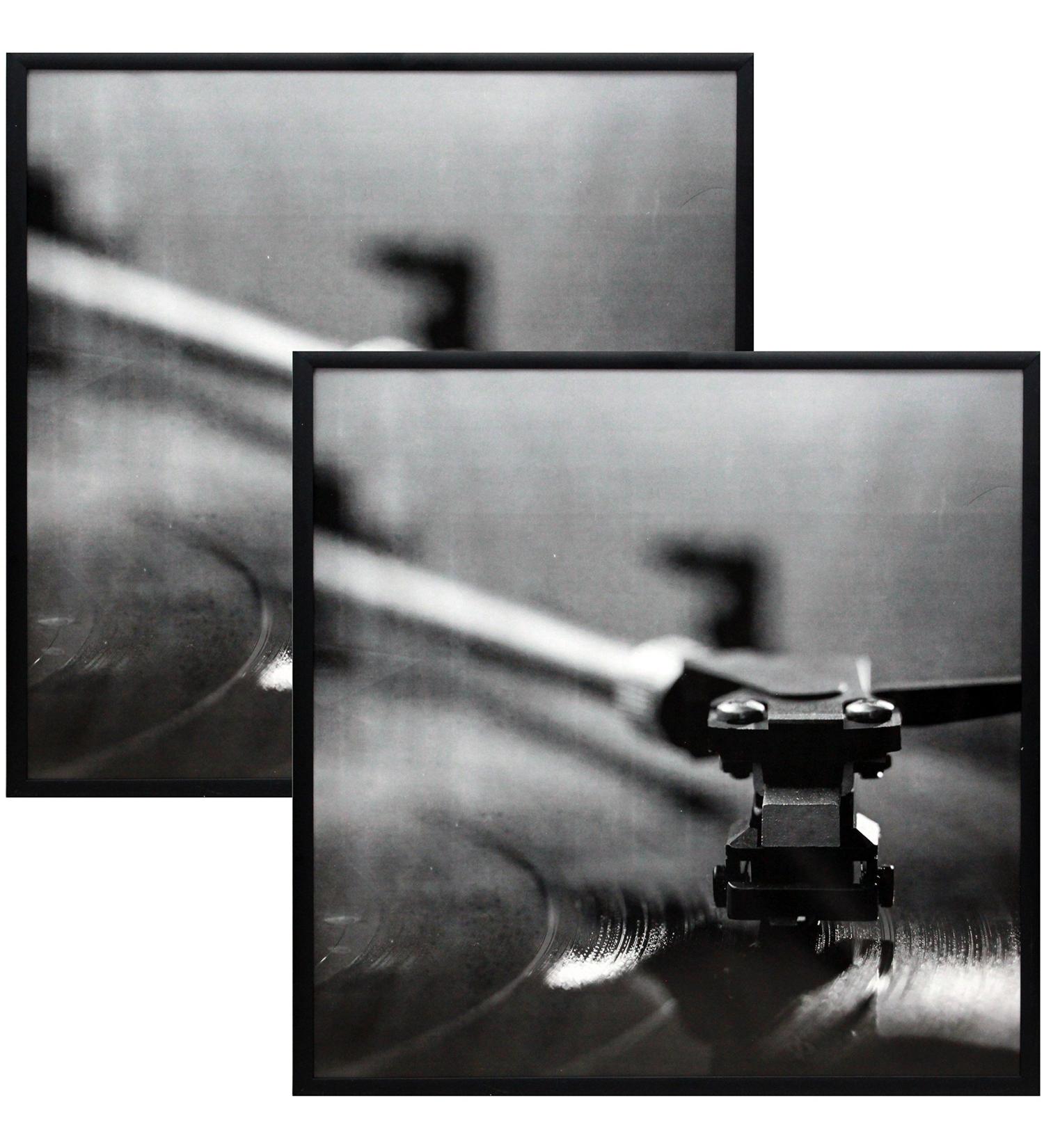 Black Music Album Frame 12.5 x 12.5 - 2 Pack - Brushed Aluminum Finish - Hanging Hardware Included - No Assembly Needed - Buy Online on GoSupps.com