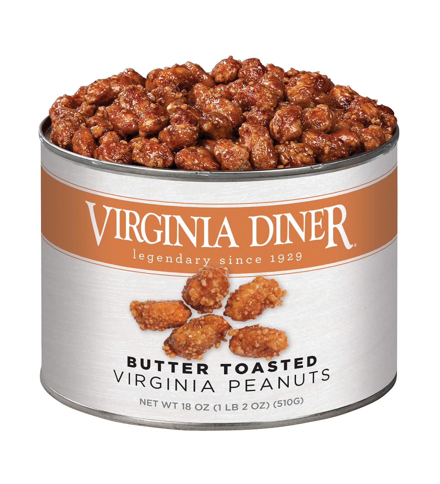 Virginia Diner Gourmet Natural Extra Large Butter Toasted Virginia Peanuts 18oz Tin - 1.12lb Pack - Buy Online on GoSupps.com