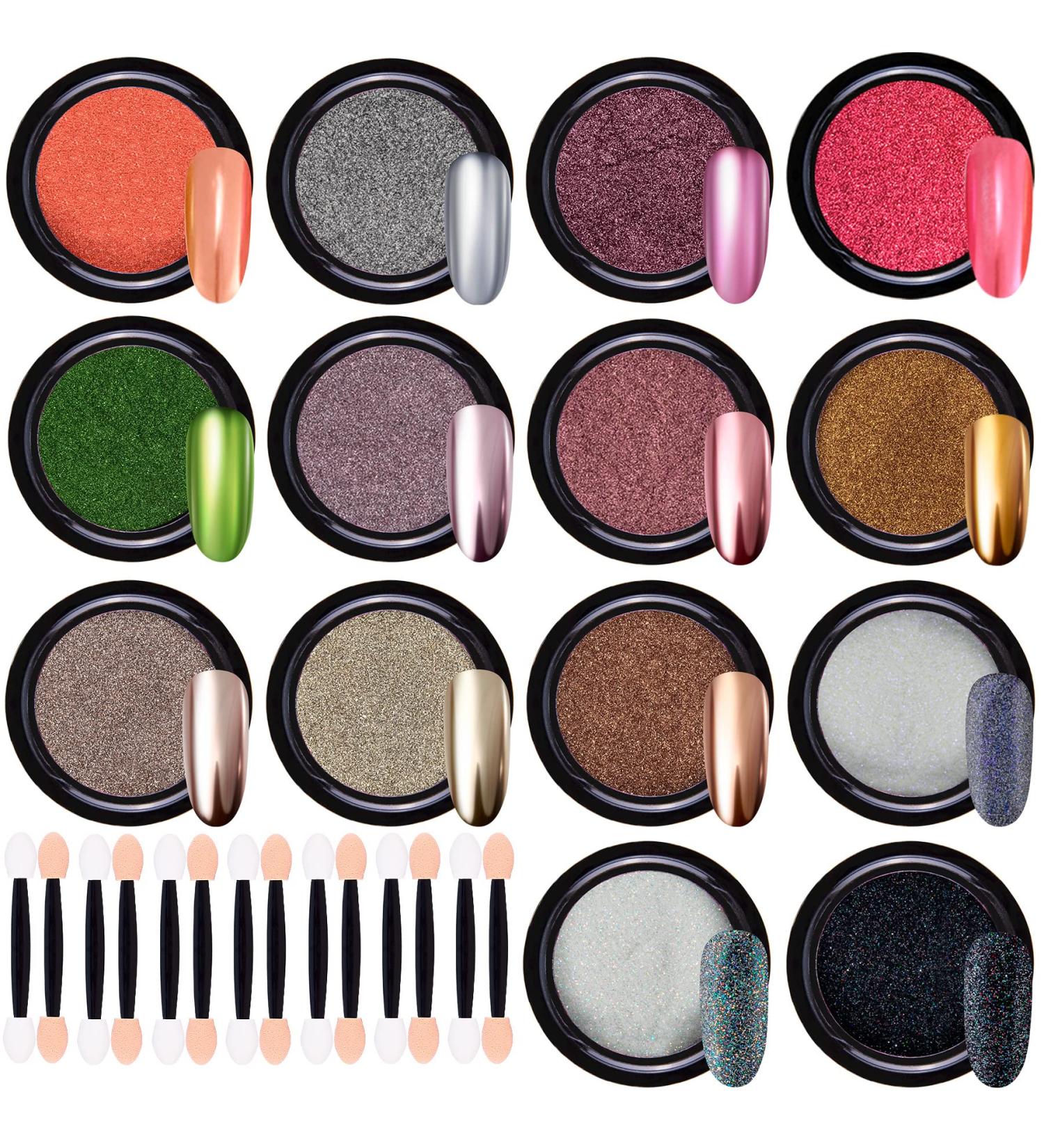 Duufin 14 Colors Chrome Glitter Nail Powder - Metallic Mirror Manicure Art | 1g/Box - Buy Online on GoSupps.com