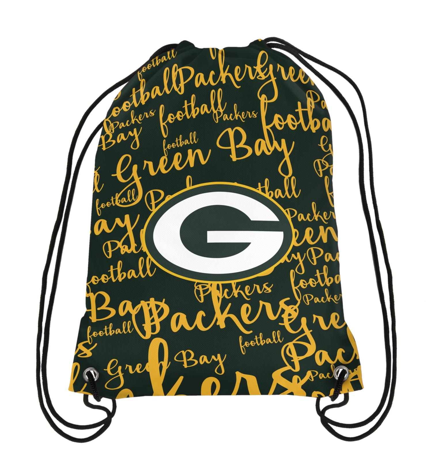 FOCO NFL Womens Script Drawstring Backpack Green Bay Packers
