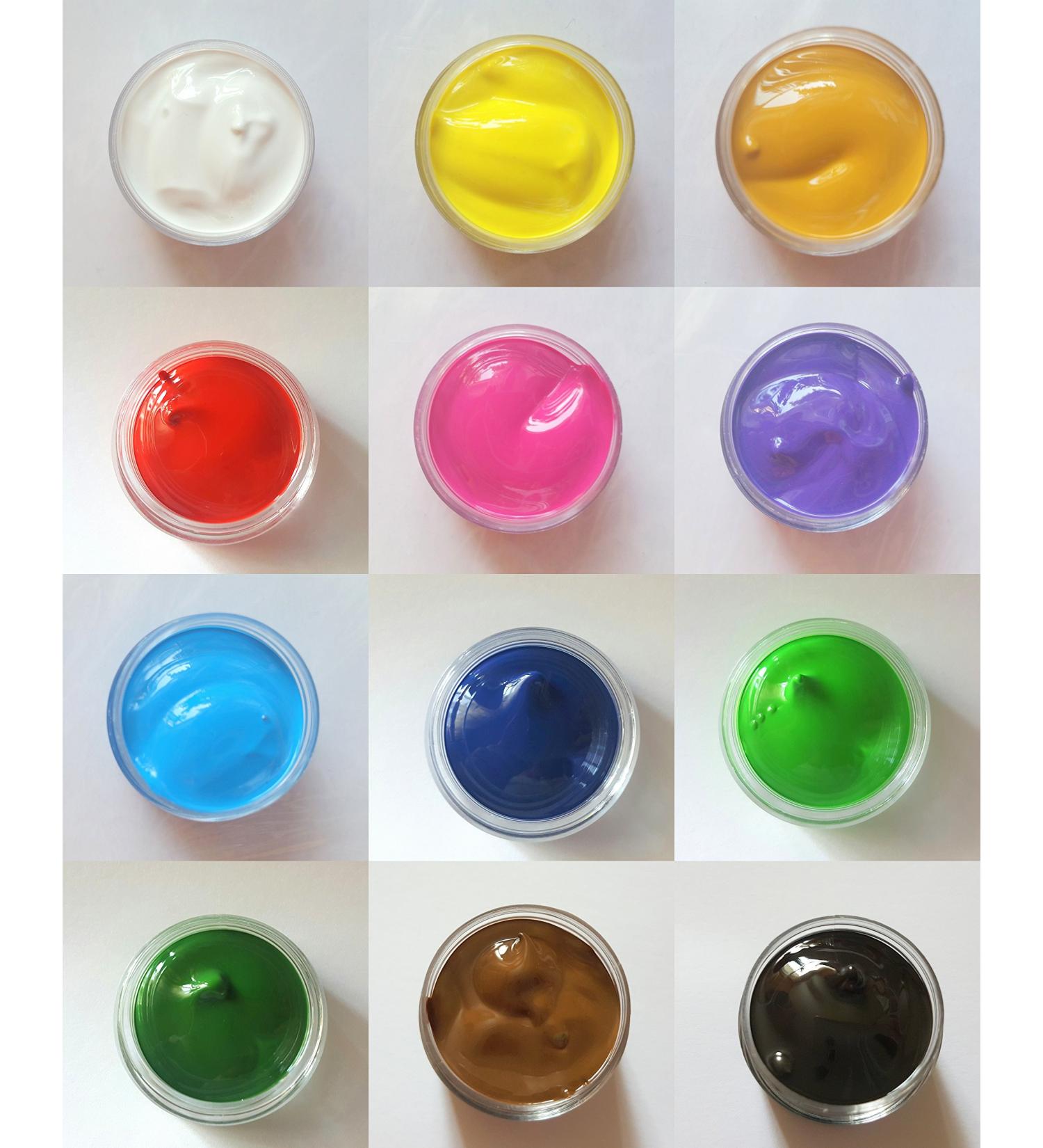 New nail art acrylic colors 12er set for one-stroke nail design manicure jar 10ml accessories 12 colors art for flowers without stroke