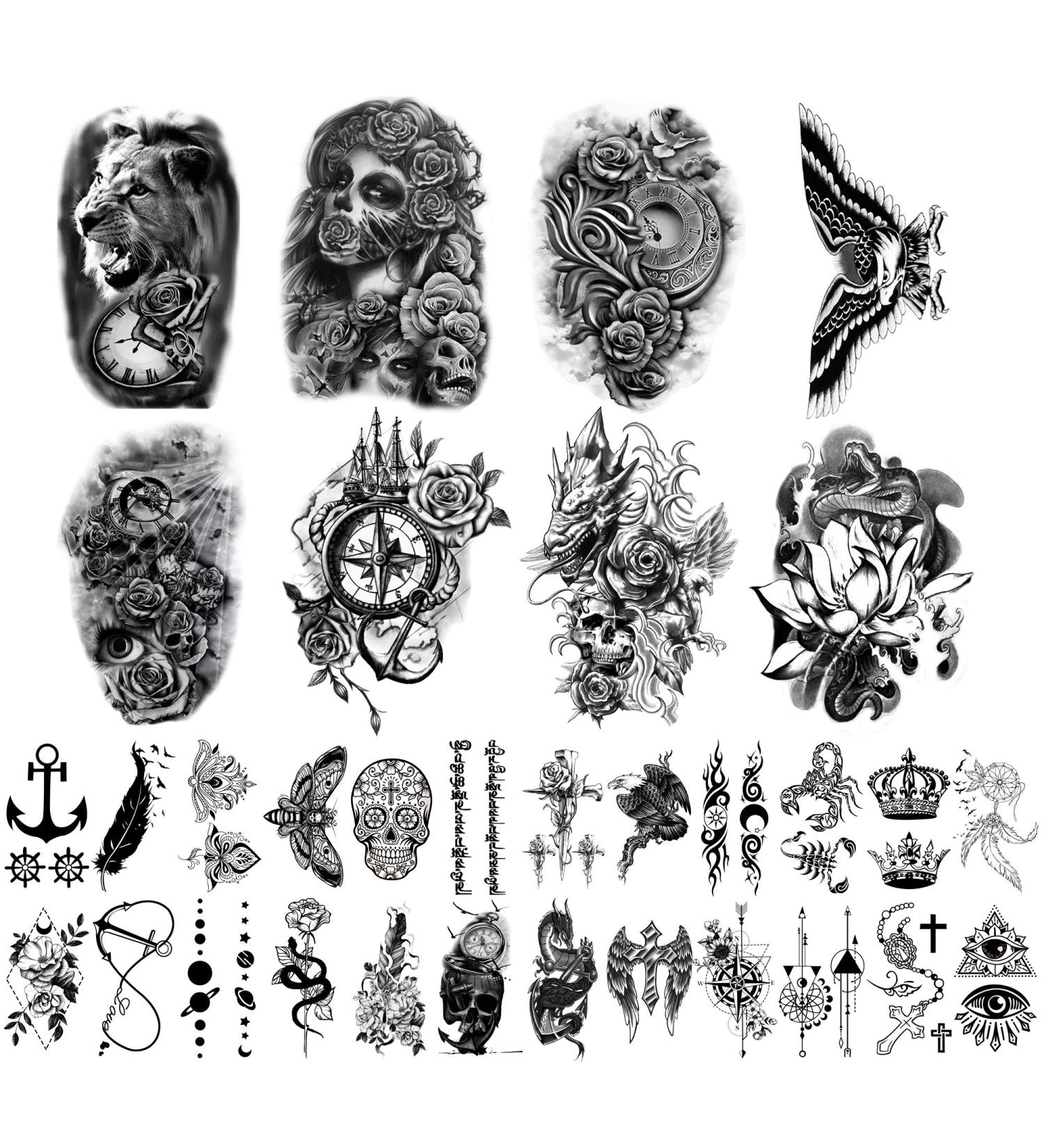 Yazhiji Temporary Tattoos - 32 Sheets of Body & Tiny Black Stickers for Men & Women - Buy Online on GoSupps.com