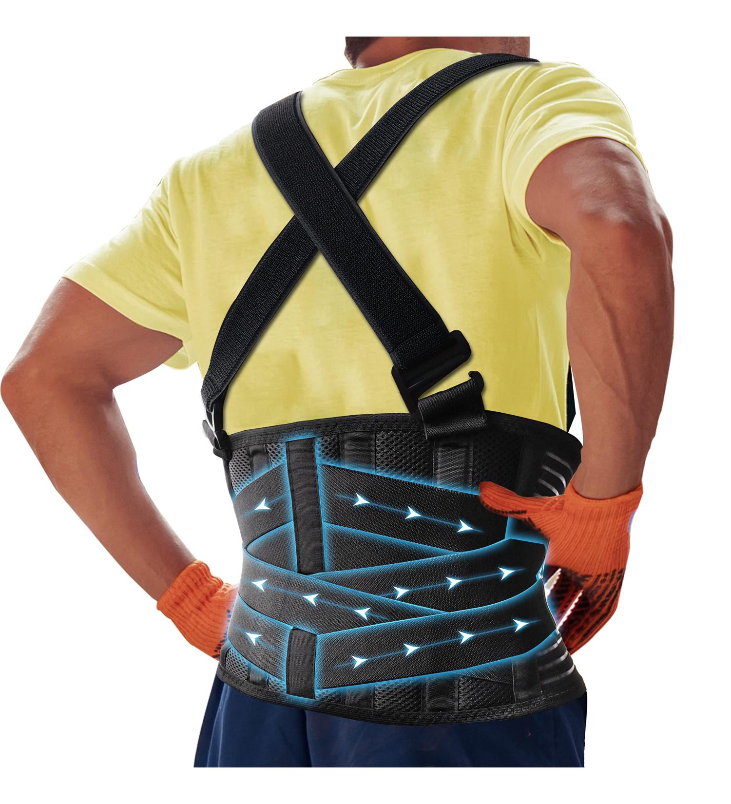 DARLIS Plus Size Back Support Belt with Removable Straps for Heavy Lifting - XXL/XXXL (49.5-59 ) - Ideal for Construction & Warehouse Jobs - Buy Online on GoSupps.com