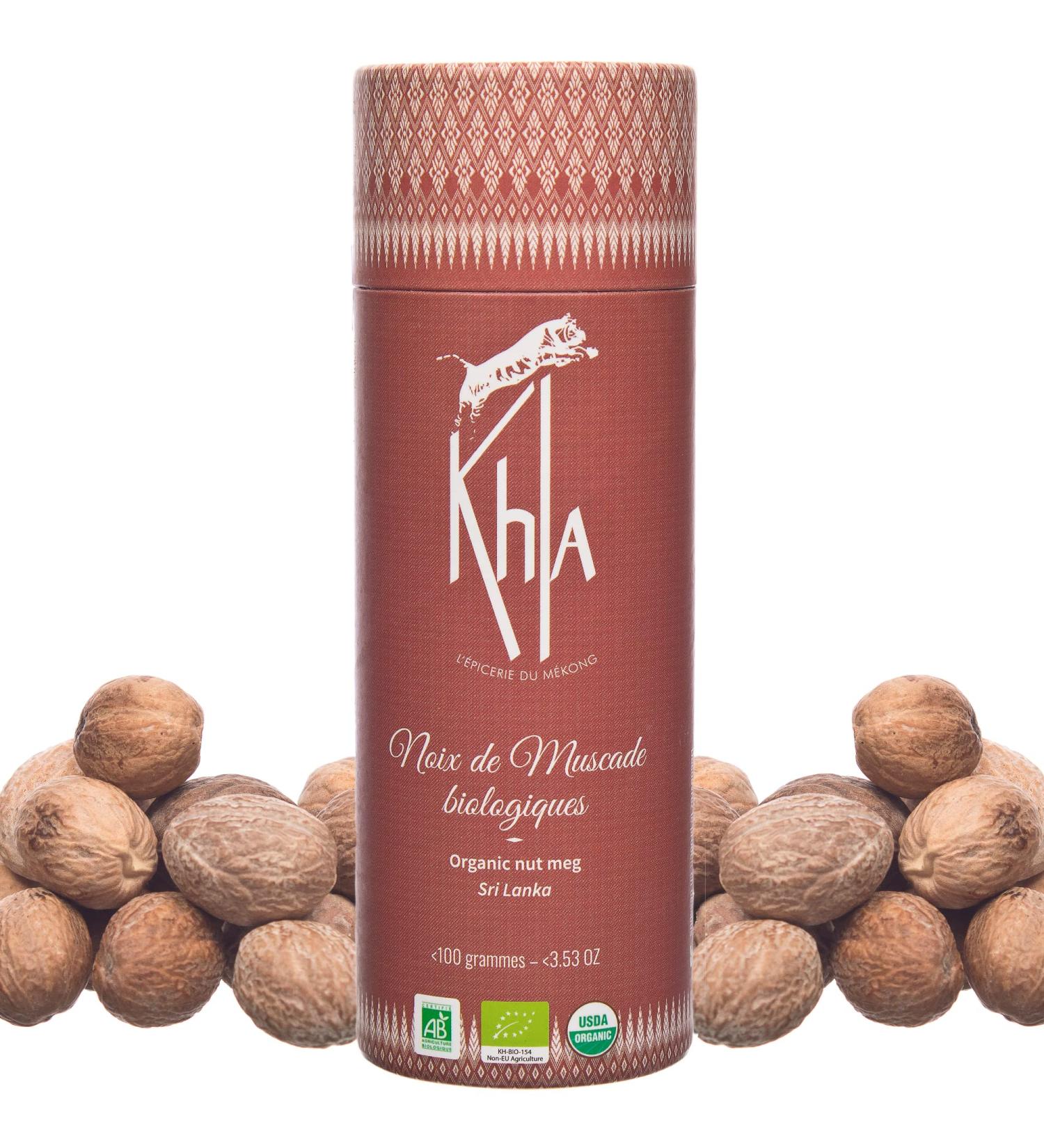 Khla - Organic Whole Nutmeg - 100g Tube - Nutmeg from Sri Lanka - Kitchen & Pastry Ingredient - Rare Asian Spice - Direct Pro - Buy Online on GoSupps.com
