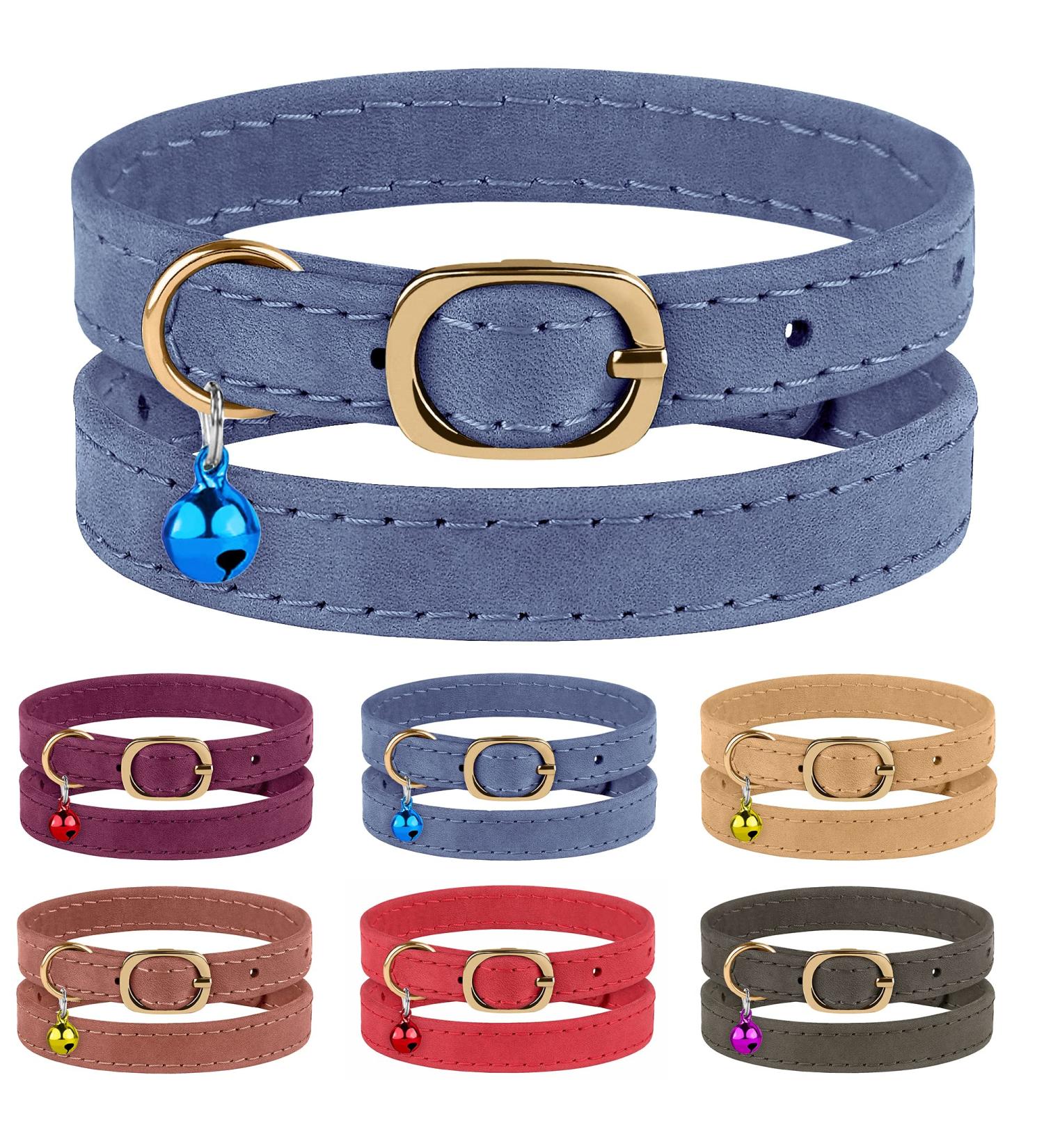 Murom Adjustable Soft Genuine Leather Cat Collar - Smoky Blue - Buy Online on GoSupps.com