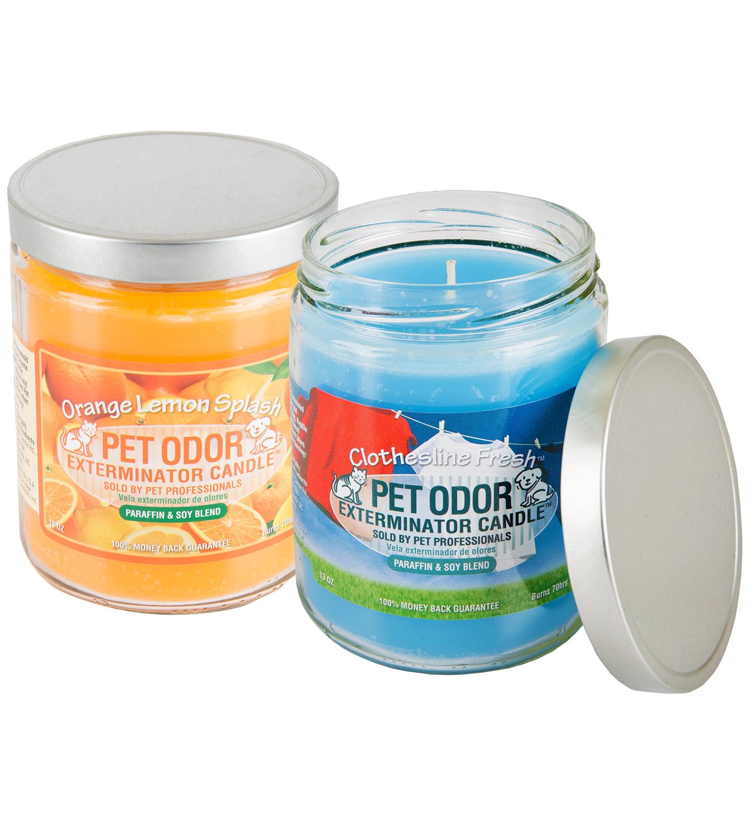 Pet Odor Exterminator Candle Set - Orange Lemon Splash and Clothesline Fresh 13oz Jars - Buy Online on GoSupps.com