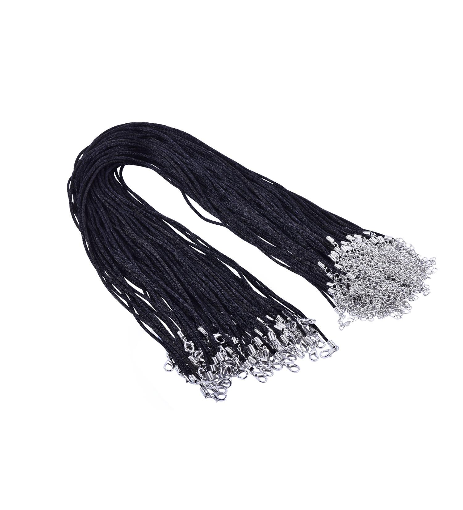 KONMAY 50pcs Black Satin Silk Necklace Cord 2.0mm/18'' with Extension Chain - Lead & Nickel Free - Buy Online on GoSupps.com