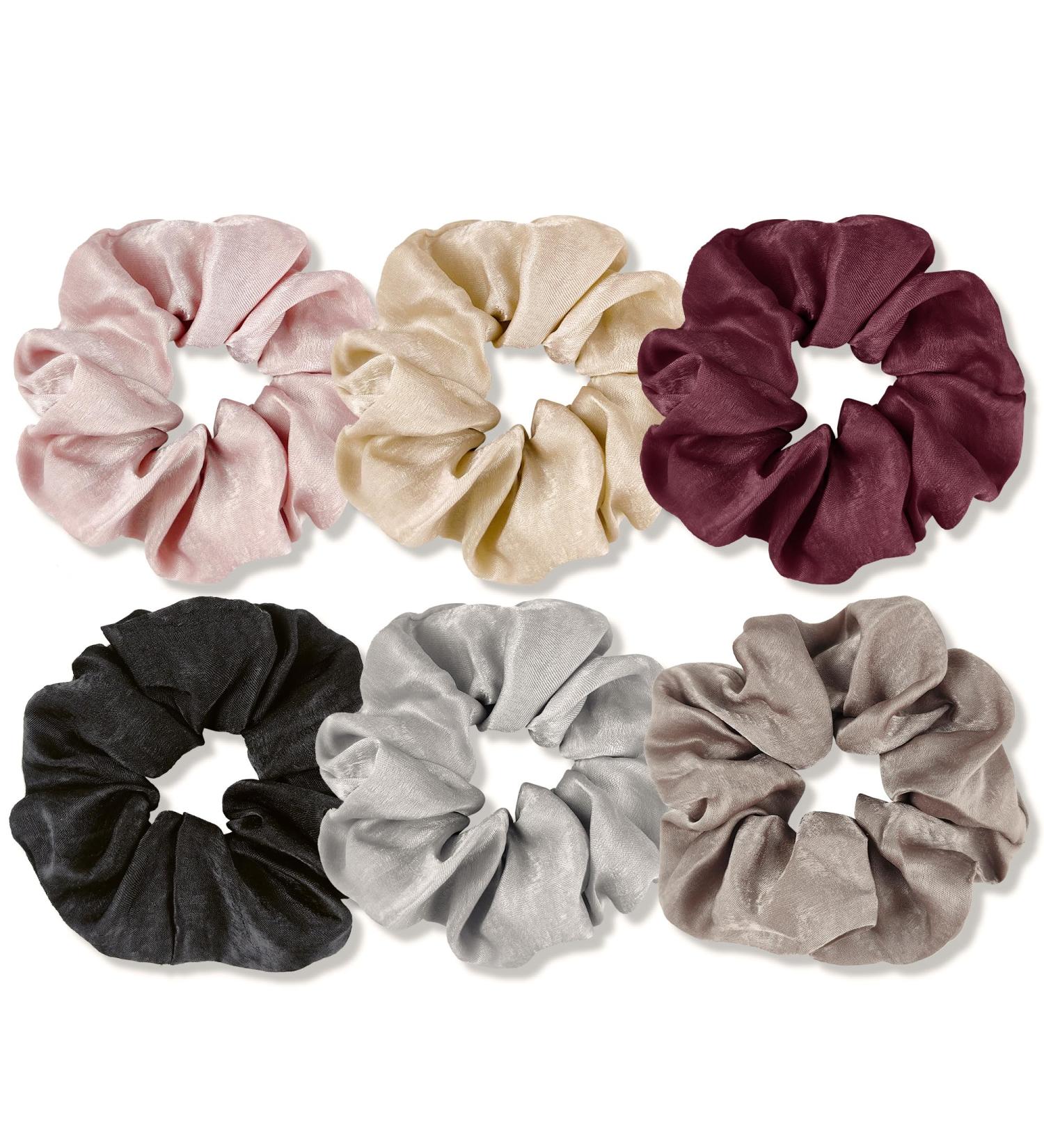Kavya Hair Scrunchies for Women large Silk Scrunchie Satin Hair Tie Elastics Hair Bobbles Traceless Scrunchy Ponytail Holders Hair Accessories for Women and Girls with Fine Thick Hair - Buy Online on GoSupps.com
