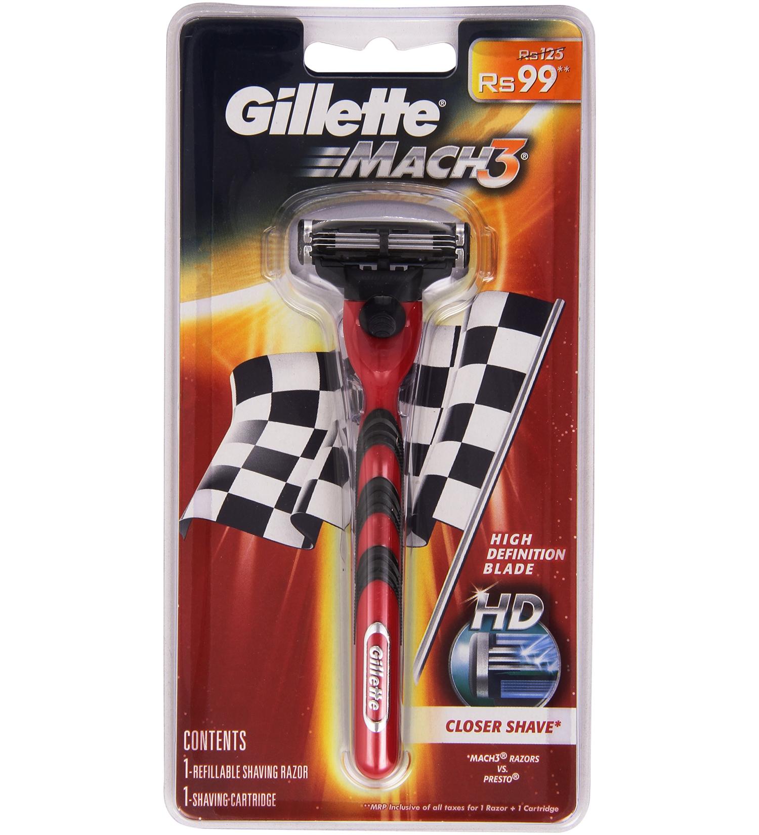 Buy Gillette MACH3 Razor with Charging Cable & HD Blades | International Shipping Available - Buy Online on GoSupps.com