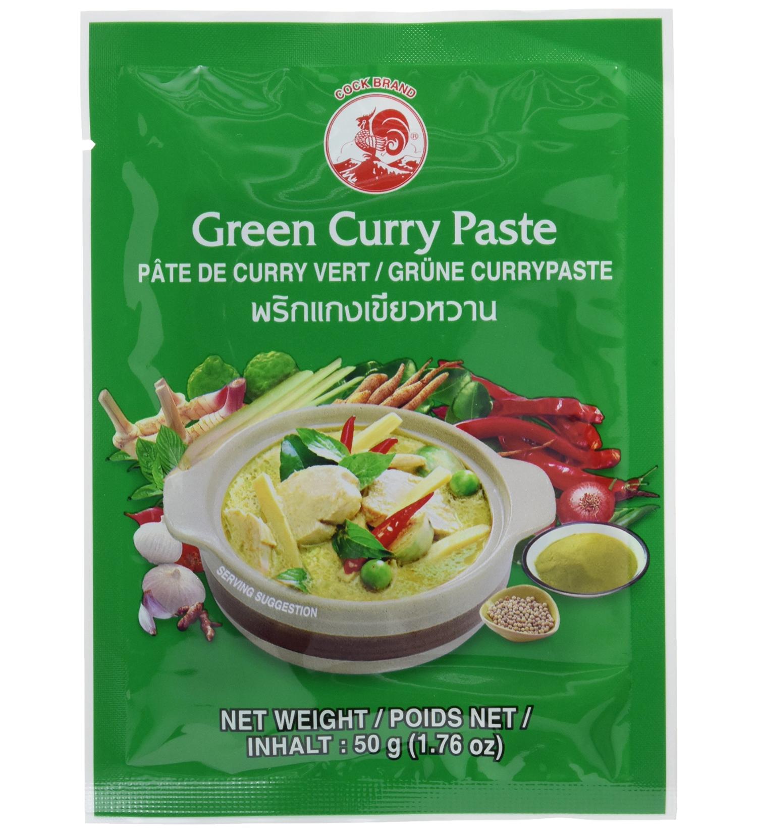 Authentic Thai Green Cock Curry Paste - Very Spicy Vegan Halal Gluten-Free | 6 x 50g Pack - Natural Ingredients for International Shipping - Buy Online on GoSupps.com