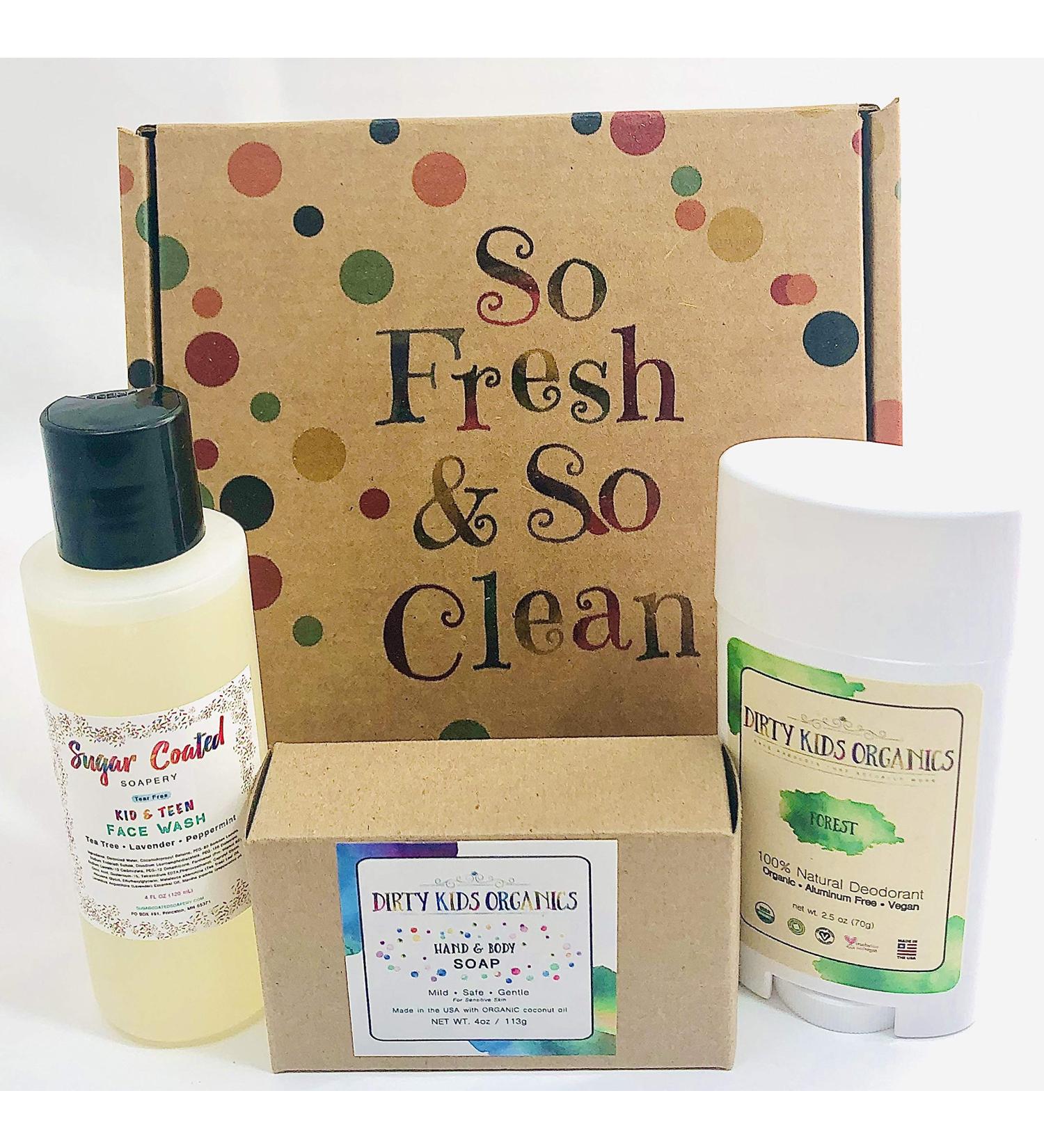 Organic Kids Deodorant & Tear-Free Teen Face Wash | Shampoo Bar Soap Gift Set for Boys & Girls | Daily Hygiene Kit for Kids & Teens - Buy Online on GoSupps.com