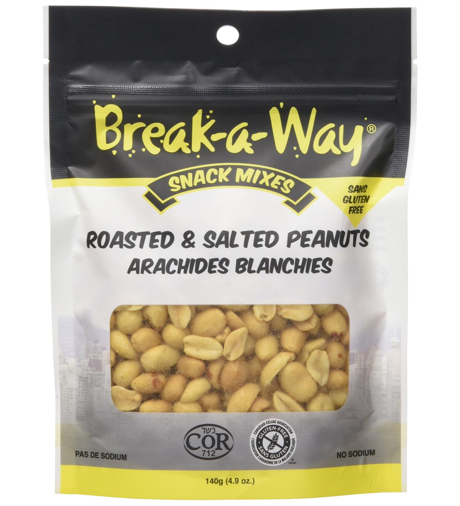Break-A-Way Baw Snacks Roasted & Salted Peanuts 140g - Buy Online on GoSupps.com