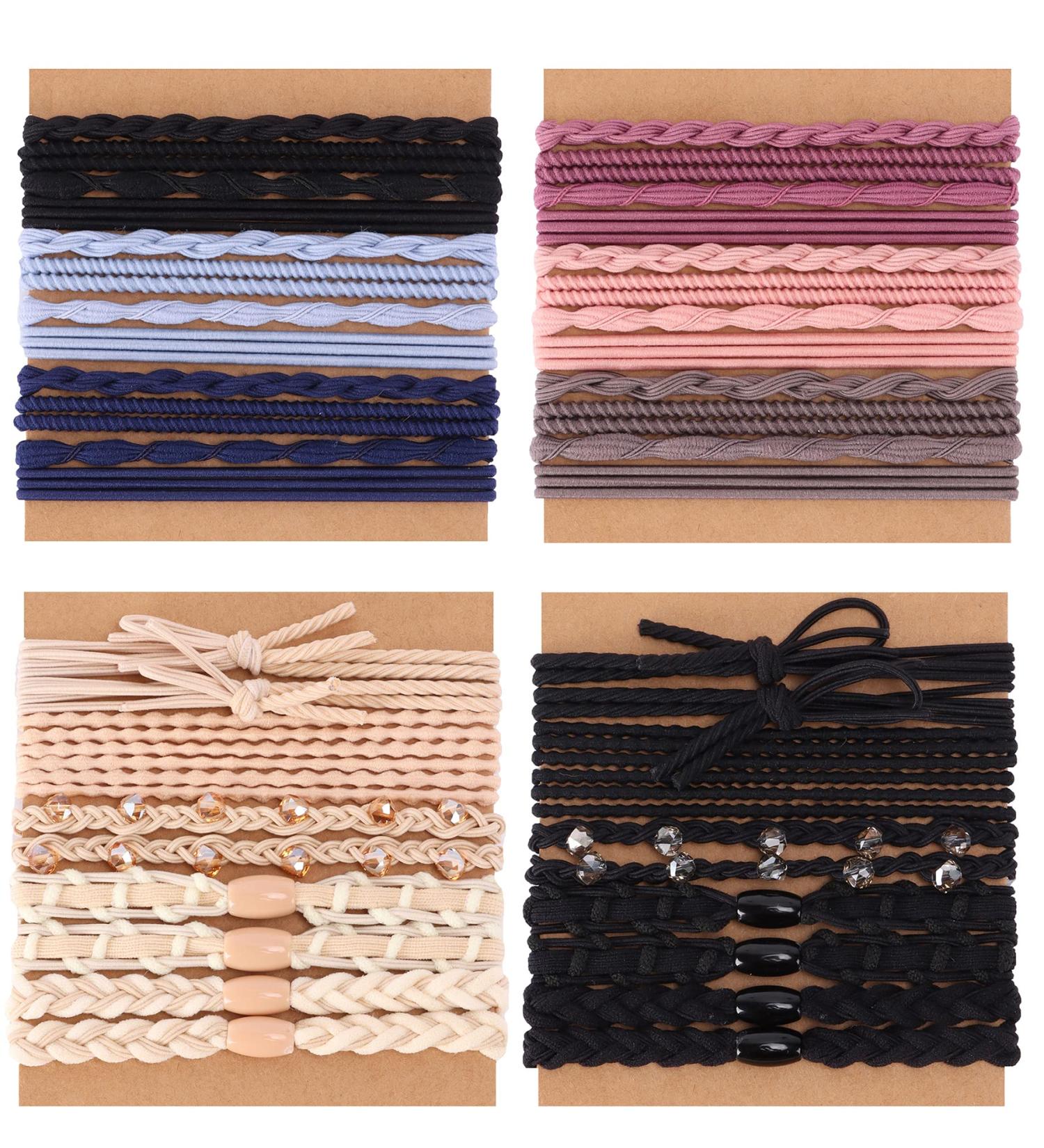 Mozaka 44Pcs Morandi Boho Hair Ties Bracelet for Women - Cute Braided Hair Elastics Bands for Thick, Thin, Long, Curly Hair - Buy Online on GoSupps.com