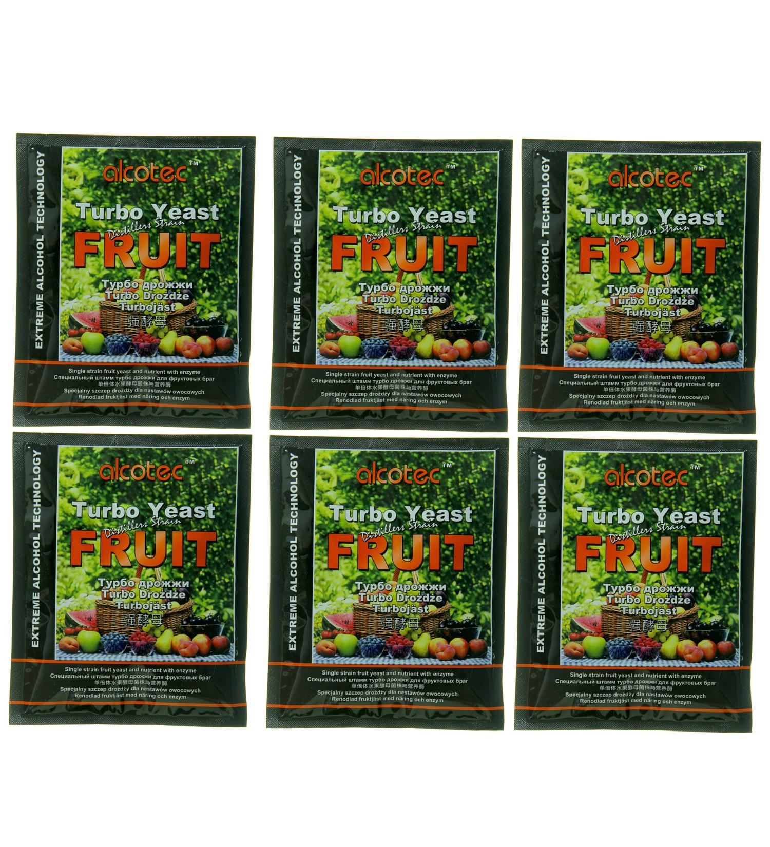 Alcotec Fruit Turbo Yeast | Unlock Exquisite Taste with Alcotec Fruit Turbo Yeast | Brewers Yeast Powder| Wine Yeast for Wine Making | (Pack of 6)