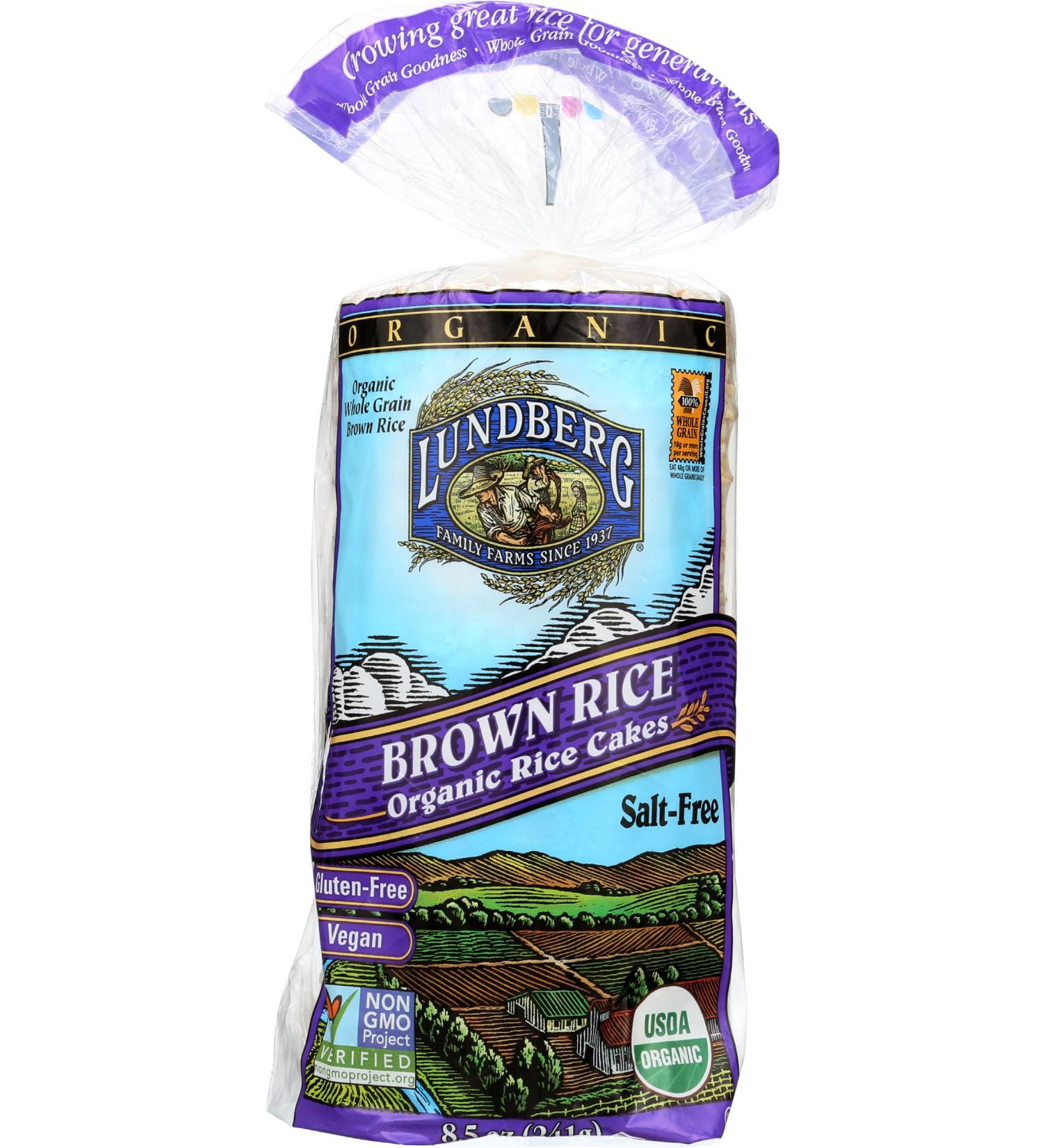 Lundberg Organic Brown Rice Cakes - Salt-Free, 8.5 oz (12-Pack) | Healthy Snacking - Buy Online on GoSupps.com