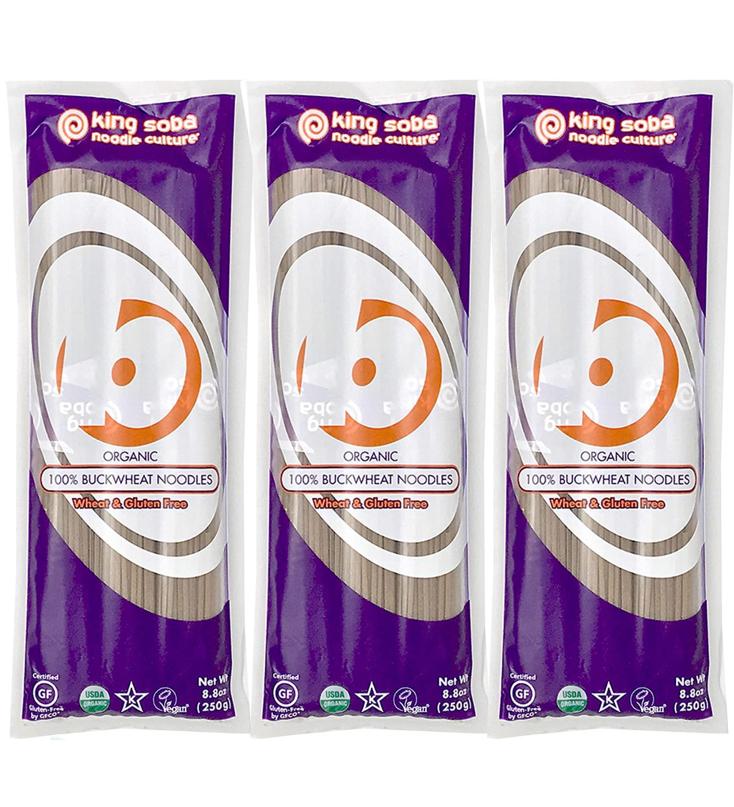 King Soba 3-Pack Gluten Free Organic 100% Buckwheat Pasta Noodles - 3 Servings per 8.8oz Package - Buy Online on GoSupps.com