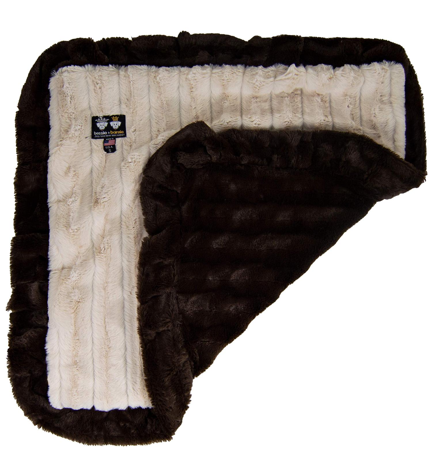 Bessie and Barnie Natural Beauty/Godiva Brown Luxe Ultra Plush Pet Blanket - XS 20 x 20 - Reversible & Super Soft - Buy Online on GoSupps.com