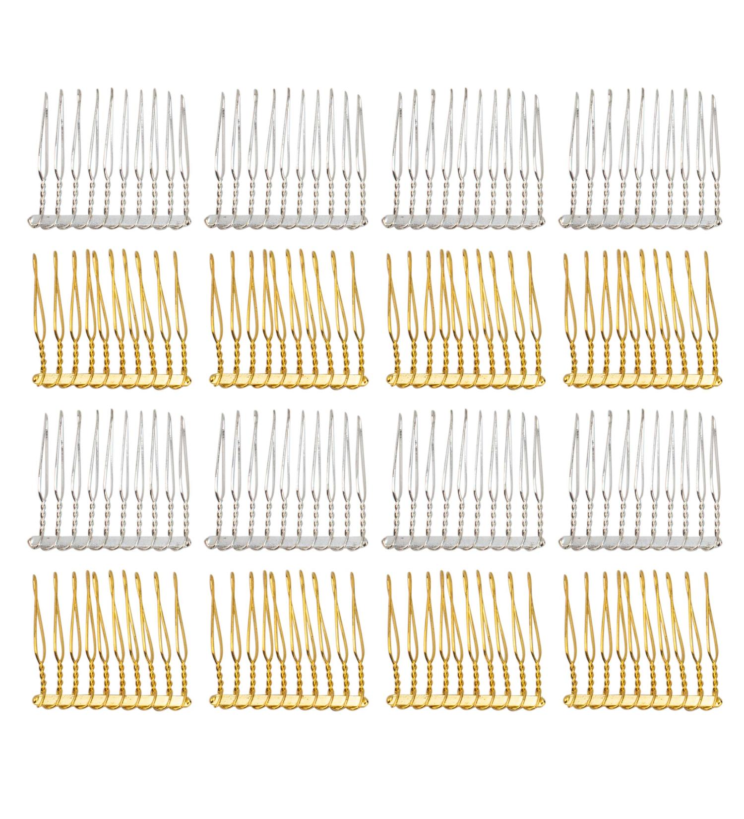 AUEAR 20 Pack Metal Veil Comb Hair Clips - Twist Bridal Wedding Combs - Silver Gold - 10 Teeth - Pack of 20 - Buy Online on GoSupps.com