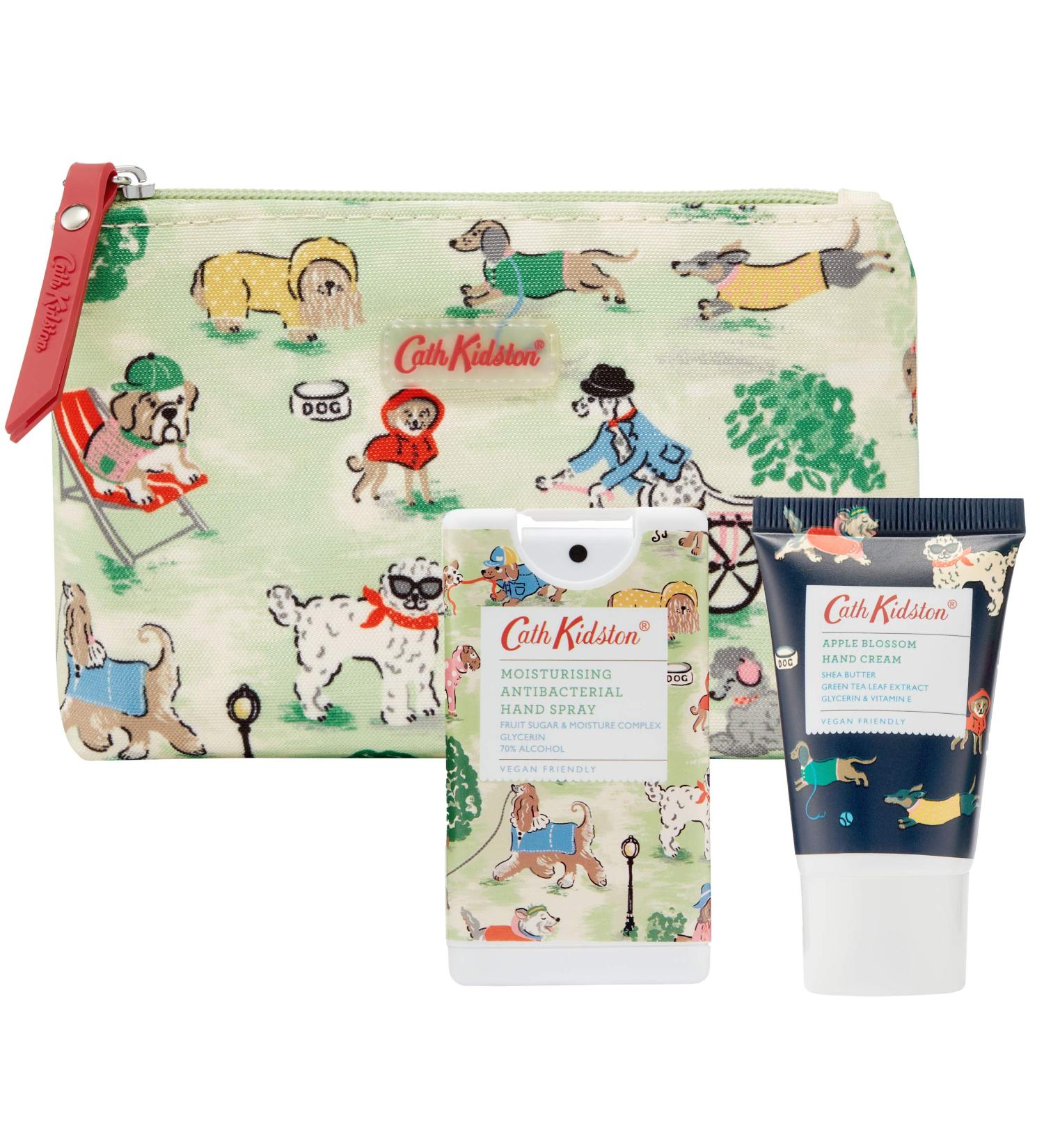 Cath Kidston Beauty Park Dogs Cosmetic Pouch | 30ml Hand Cream & 15ml Antibacterial Hand Spray | Cruelty Free & Vegan Friendly - Buy Online on GoSupps.com