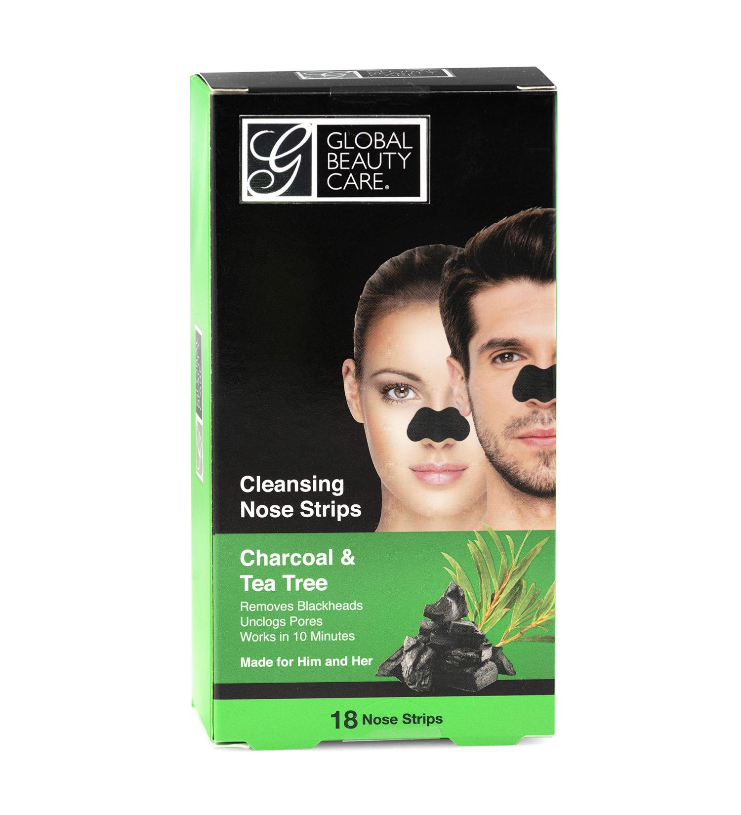 Global Beauty Care 18 Activated Charcoal & Tea Tree Nose Cleansing Strips - Blackhead Remover for Clear Skin - Buy Online on GoSupps.com